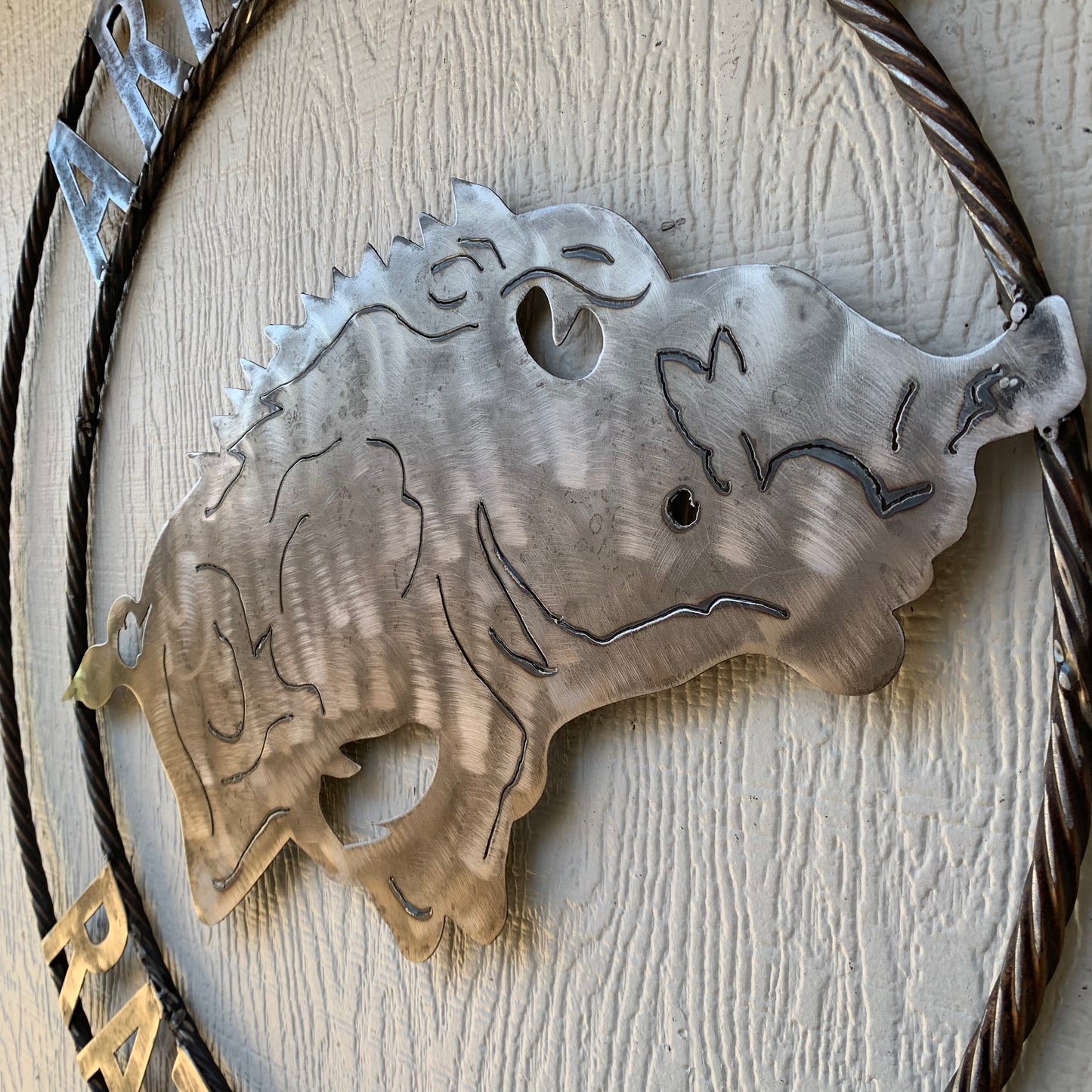 ARKANSAS RAZORBACKS CUSTOM RAW METAL VINTAGE CRAFT TEAM SIGN OFFICIAL LICENSED PRODUCT
