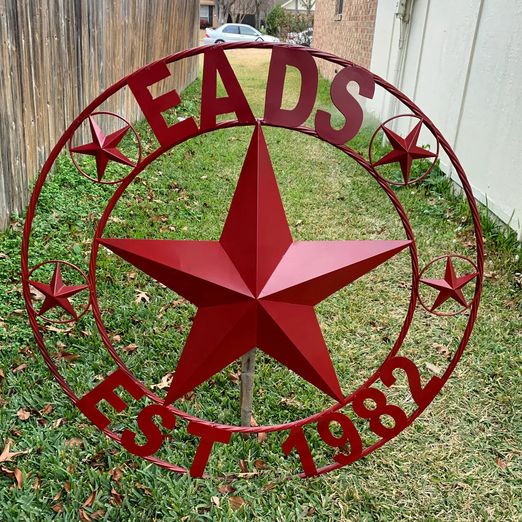 PHILLIPS STYLE YOUR CUSTOM STAR METAL NAME RUSTIC BURGUNDY RED PHILLIPS CUSTOM 3d STAR METAL NAME BARN STAR TWISTED ROPE RING DESIGN METAL WALL ART HOME DECOR ANY SIZE