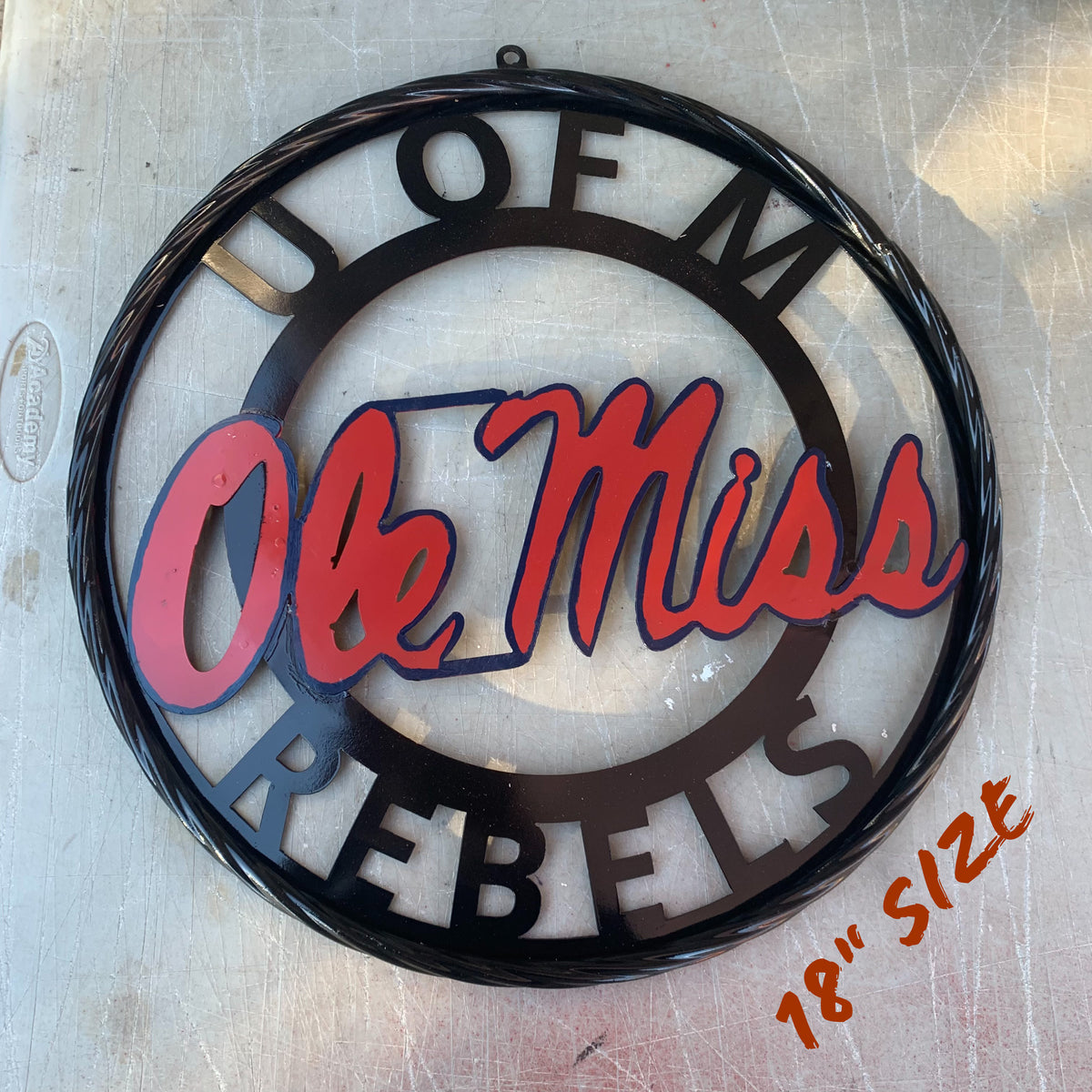 OLE MISS REBELS MISSISSIPPI CUSTOM METAL VINTAGE CRAFT TEAM SIGN WESTERN HOME DECOR HANDMADE