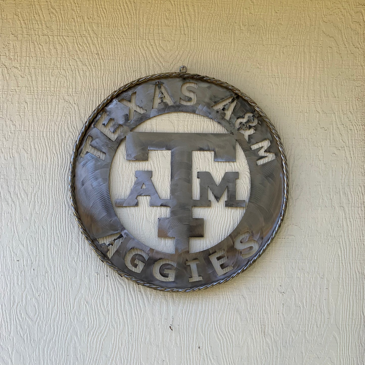 TEXAS A&M WIDE BAND RAW METAL CUSTOM VINTAGE CRAFT WALL ART TEAM SIGN HANDMADE