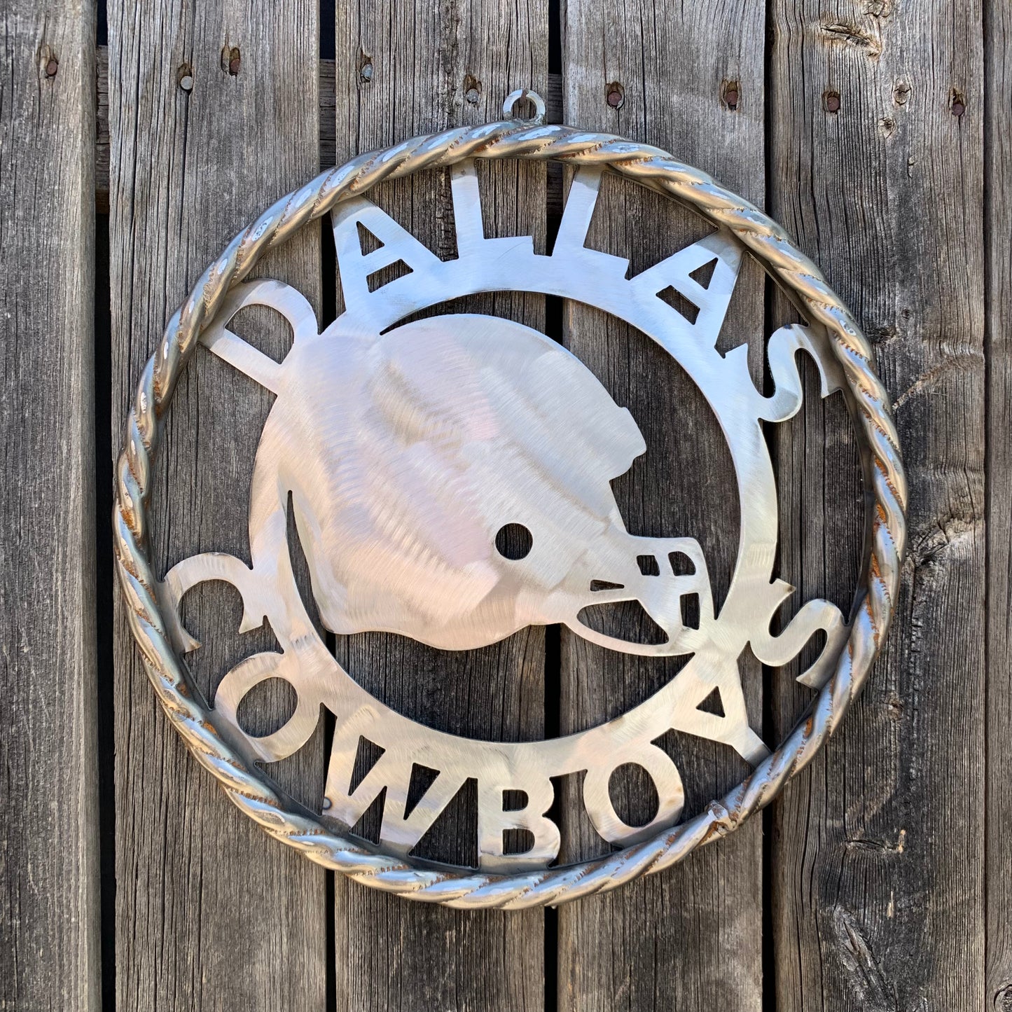 12", 18", 24", 32" DALLAS COWBOYS HELMET SIGN RAW METAL CUSTOM VINTAGE CRAFT WALL ART TEAM SIGN HANDMADE