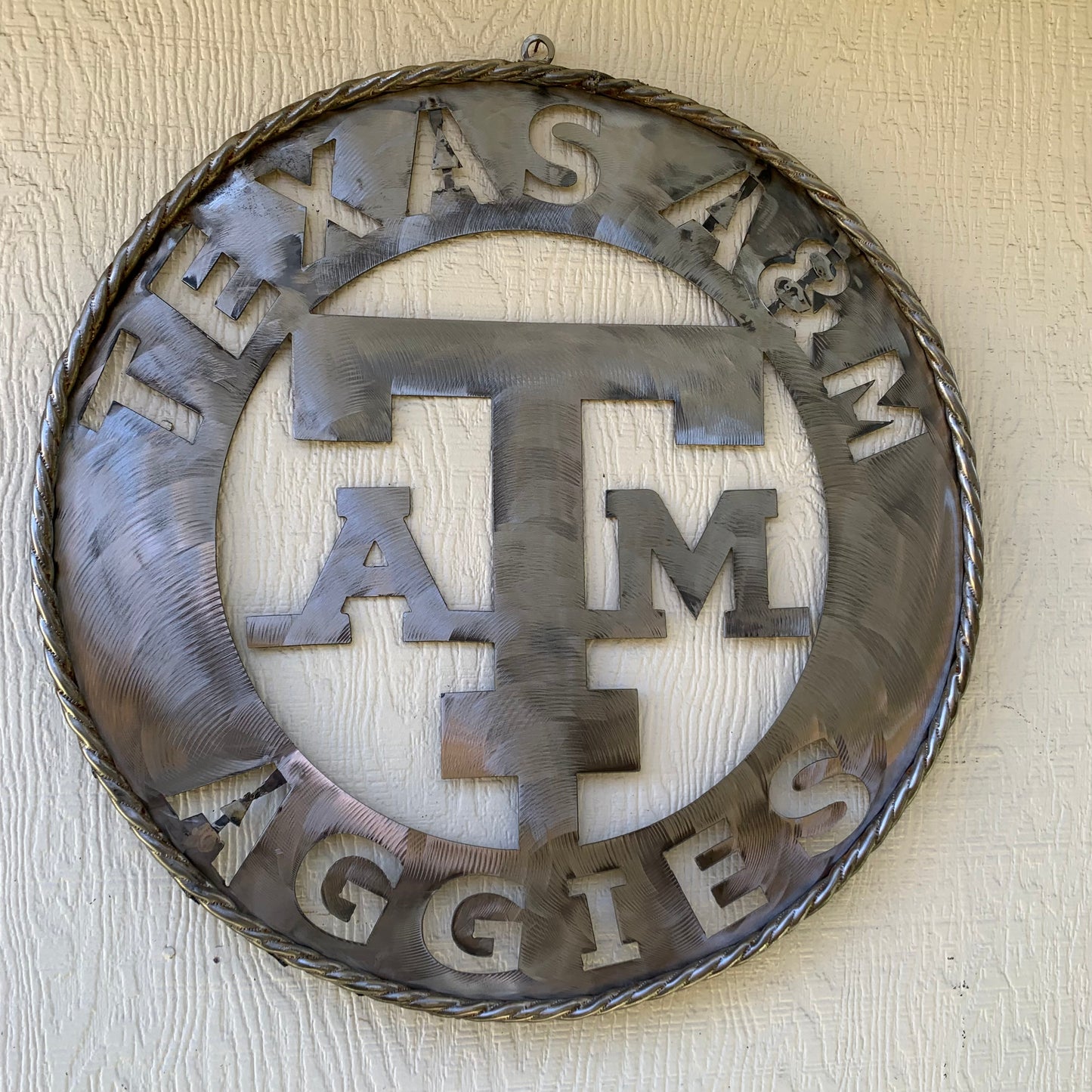 TEXAS A&M WIDE BAND RAW METAL CUSTOM VINTAGE CRAFT WALL ART TEAM SIGN HANDMADE