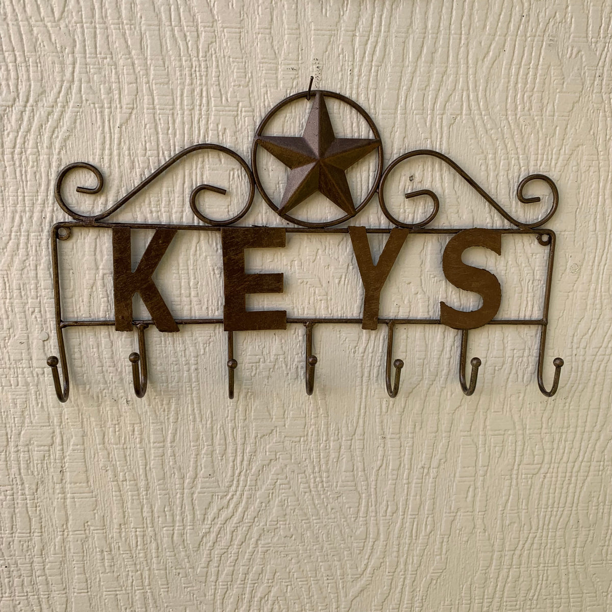 16"x10" LONESTAR KEYS HOLDER METAL HOOKS HANDMADE USA WALL ART METAL WESTERN HOME DECOR NEW BRONZE