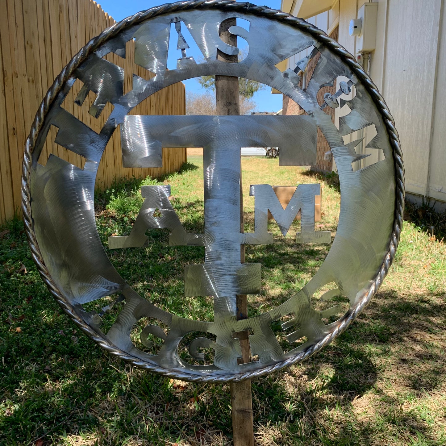 TEXAS A&M WIDE BAND RAW METAL CUSTOM VINTAGE CRAFT WALL ART TEAM SIGN HANDMADE