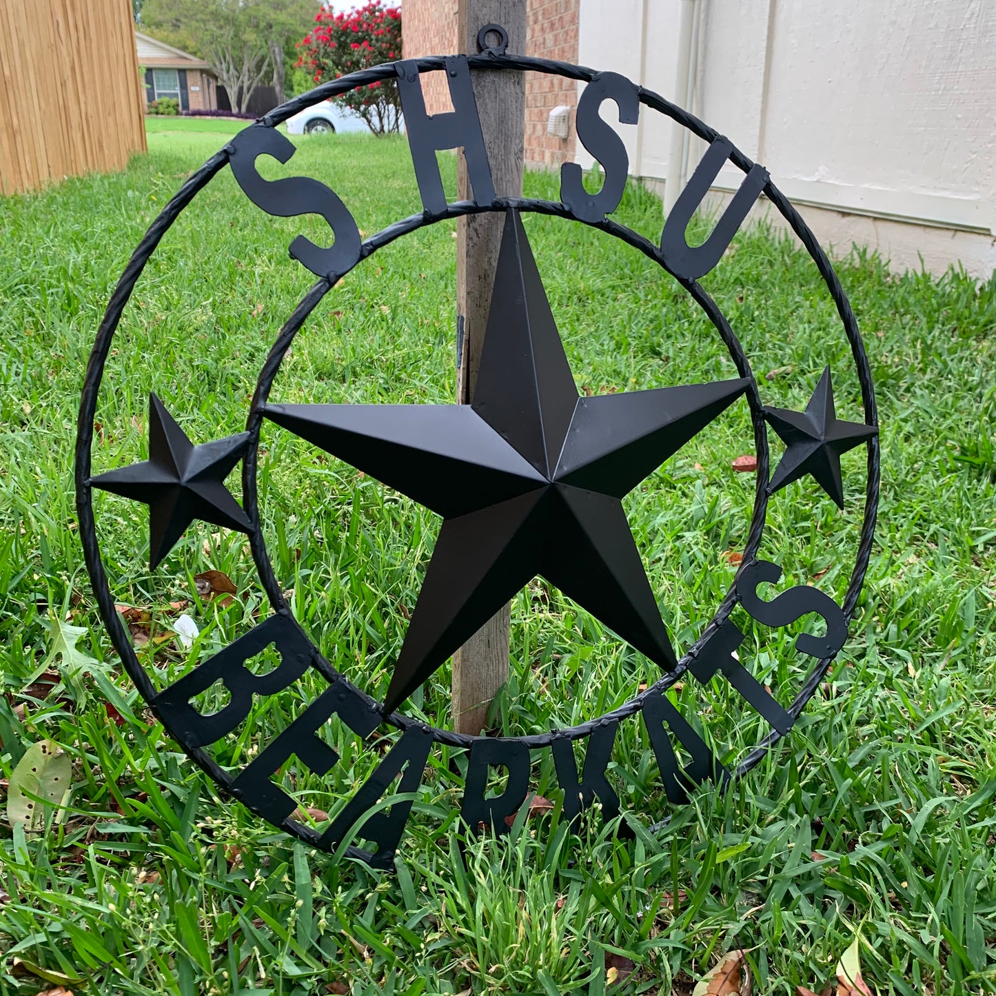 24",32" SHSU SAM HOUSTON BEARKATS RUSTIC BLACK METAL CUSTOM VINTAGE CRAFT RUSTIC BLACK TEAM STAR HANDMADE