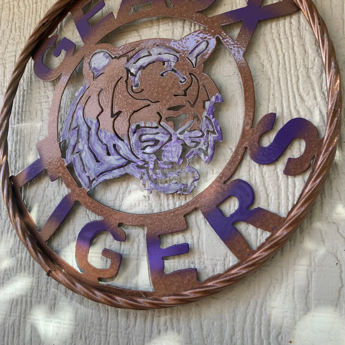 12",18",24",32" GEAUX TIGERS CUSTOM VINTAGE METAL CRAFT TEAM WALL ART HANDMADE