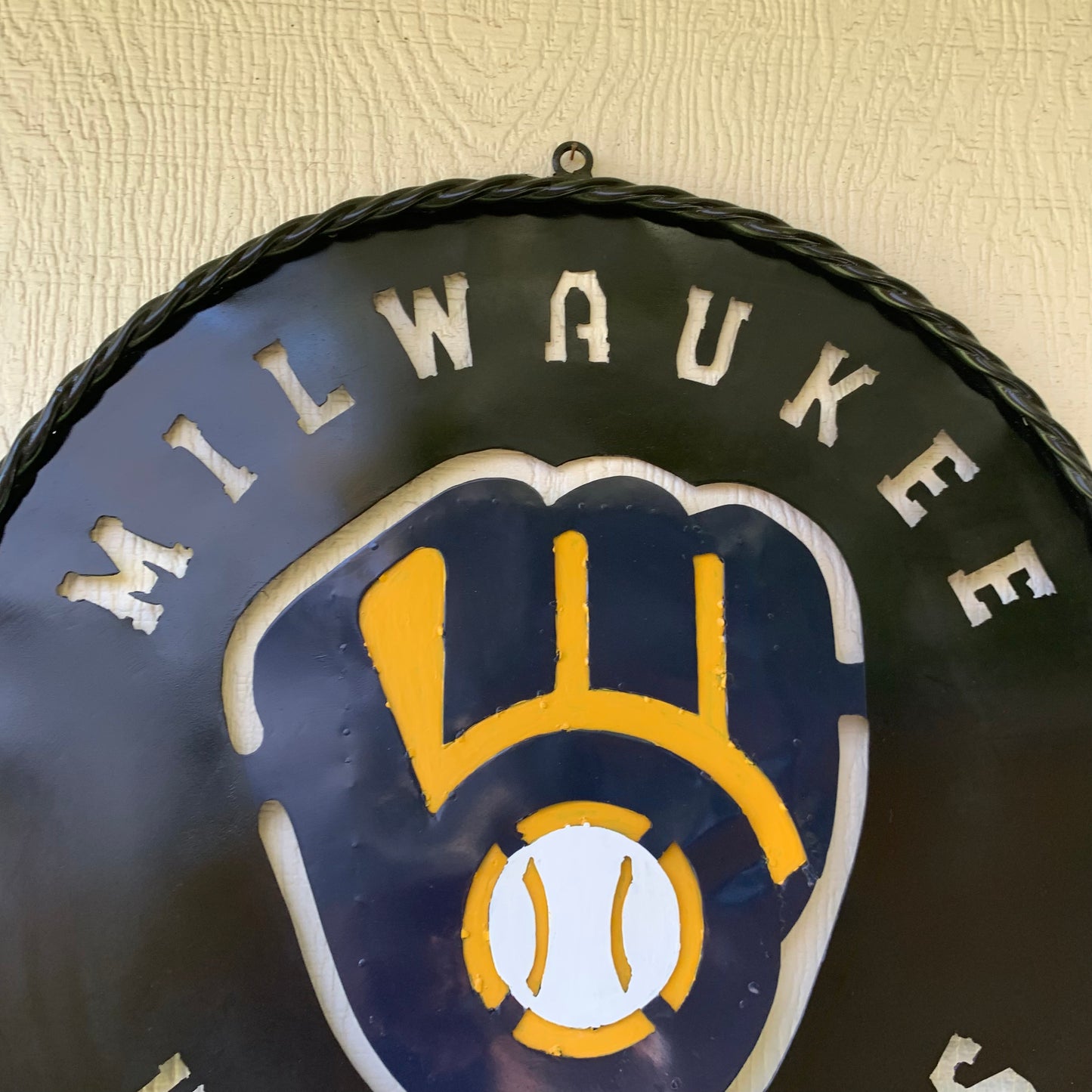 24" MILWAUKEE BREWERS WIDE BAND DISC CUSTOM METAL VINTAGE CRAFT TEAM SPORTS SIGN HANDMADE