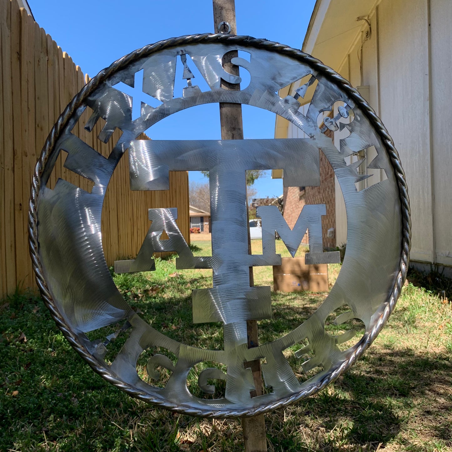 TEXAS A&M WIDE BAND RAW METAL CUSTOM VINTAGE CRAFT WALL ART TEAM SIGN HANDMADE