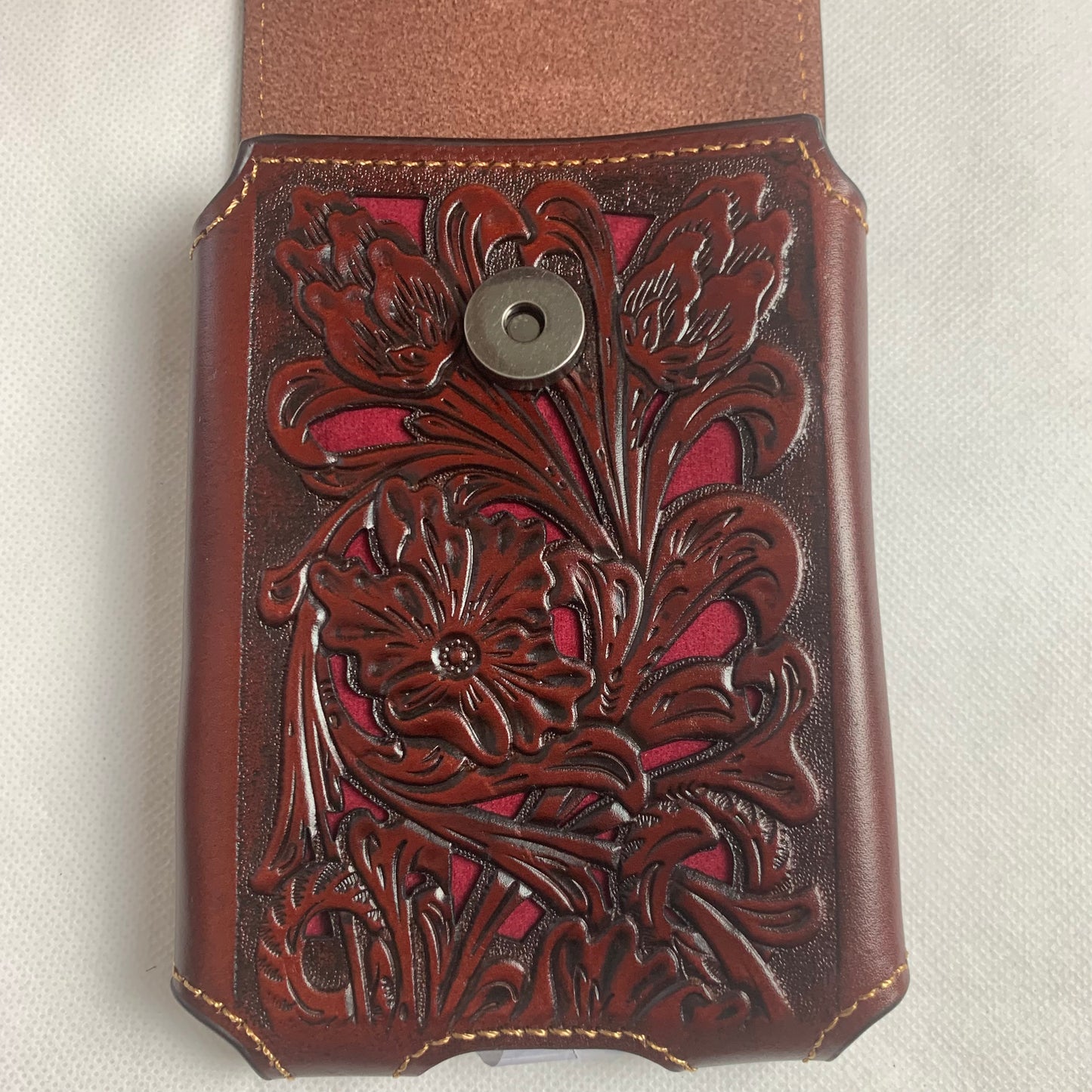7.5" LONGHORNS COFFEE BROWN LEATHER POUCH EXTRA LARGE  BELT LOOP HOLSTER CELL PHONE CASE UNIVERSAL OVERSIZE