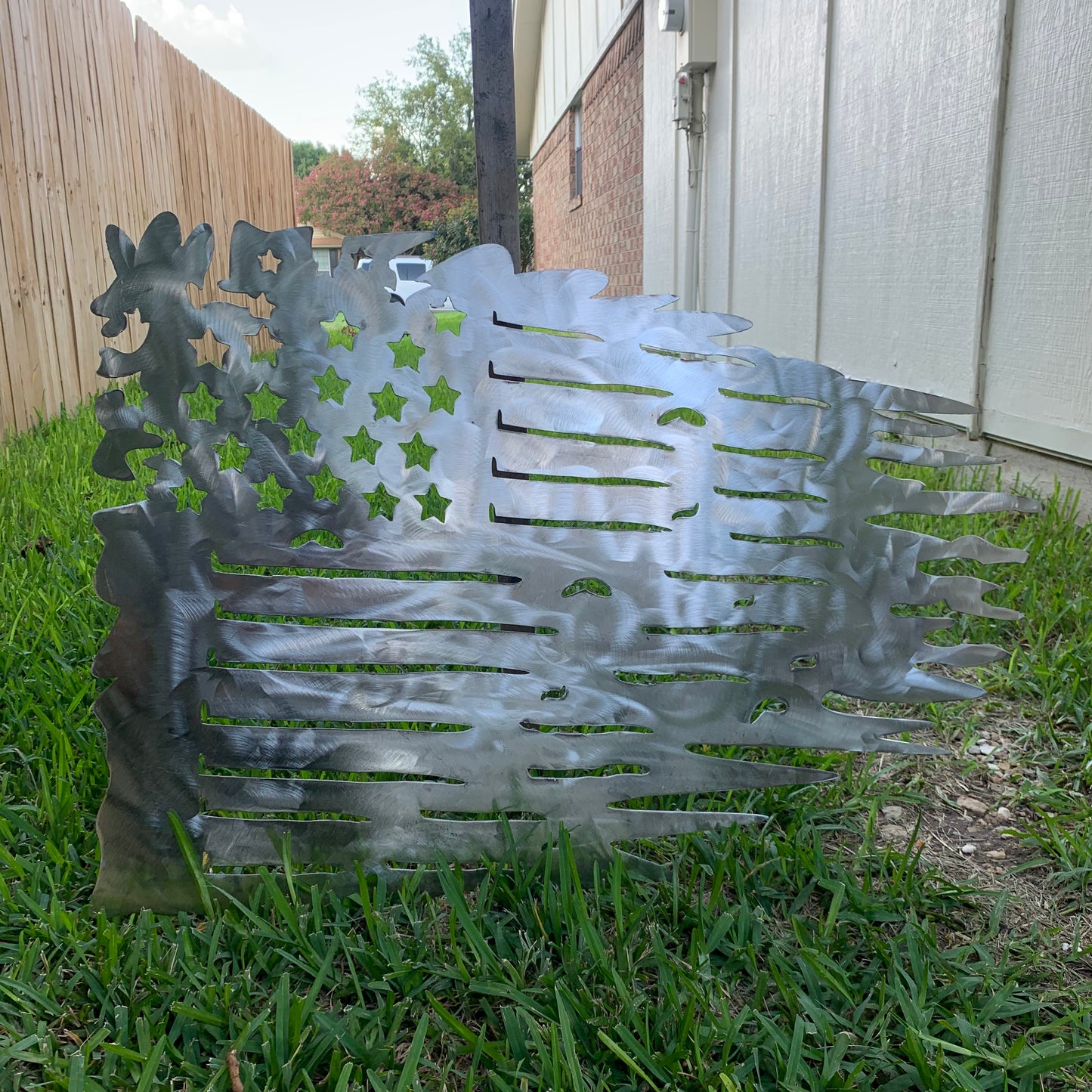 TATTERED USA AMERICAN FLAG RAW METAL LASERCUT HANDMADE WESTERN HOME DECOR BRAND NEW