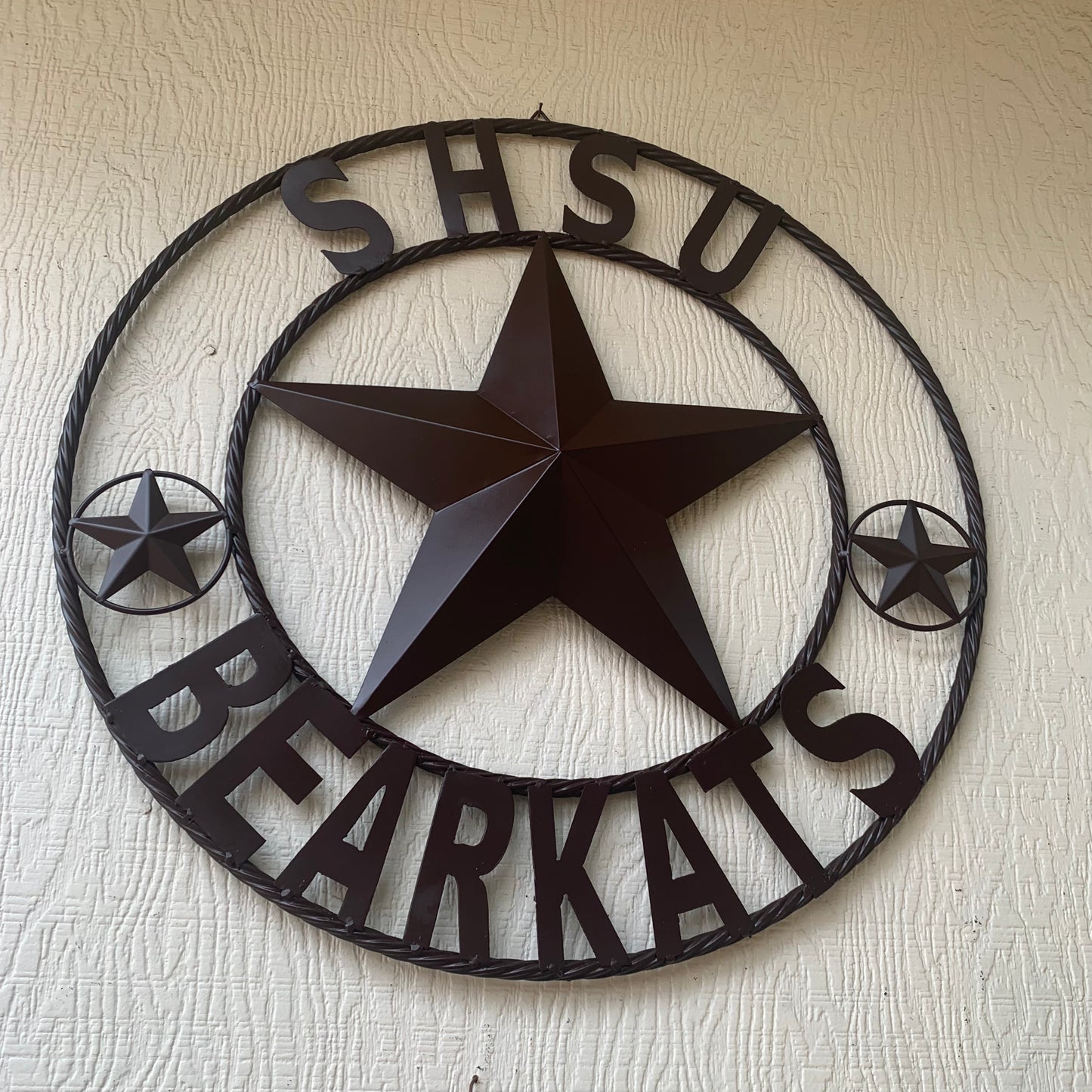 24",32" SHSU SAM HOUSTON BEARKATS RUSTIC BROWN METAL CUSTOM VINTAGE CRAFT RUSTIC BROWN TEAM STAR HANDMADE
