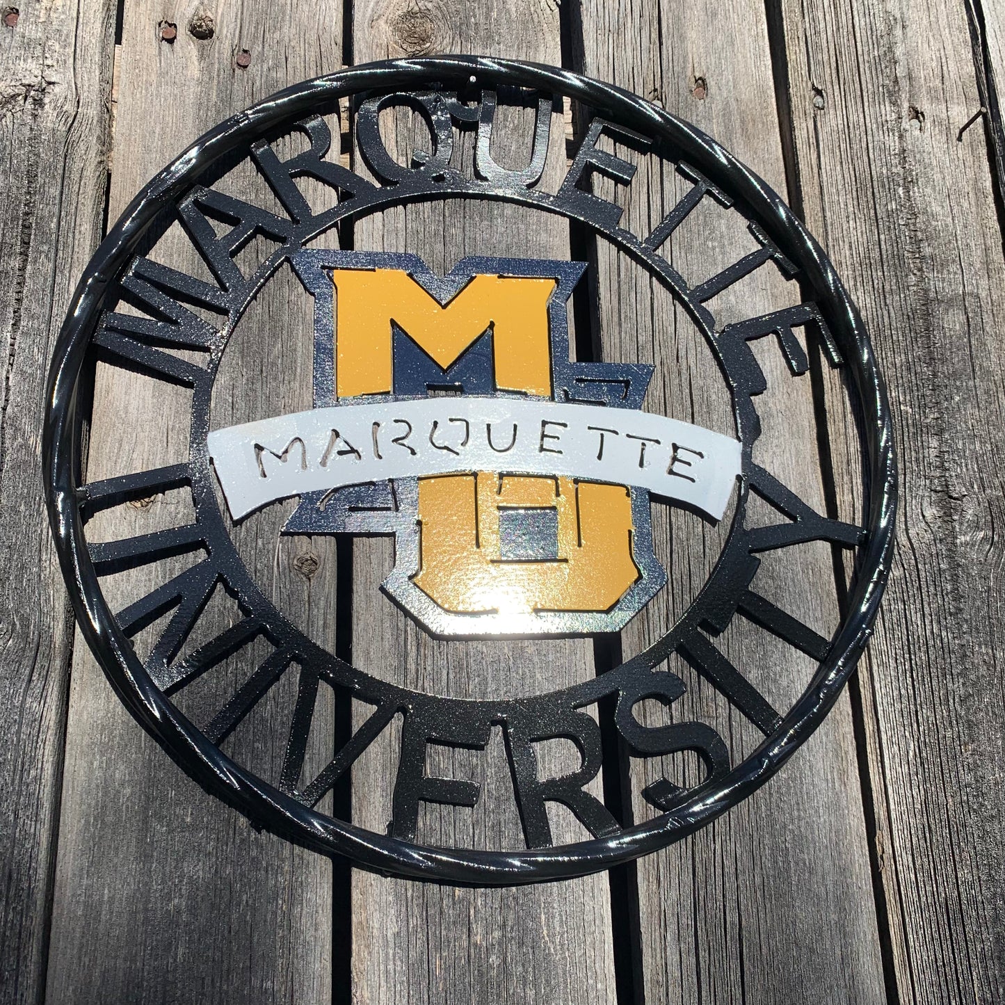 12",18",24" MARQUETTE METAL CUSTOM VINTAGE CRAFT WALL ART TEAM SIGN HANDMADE