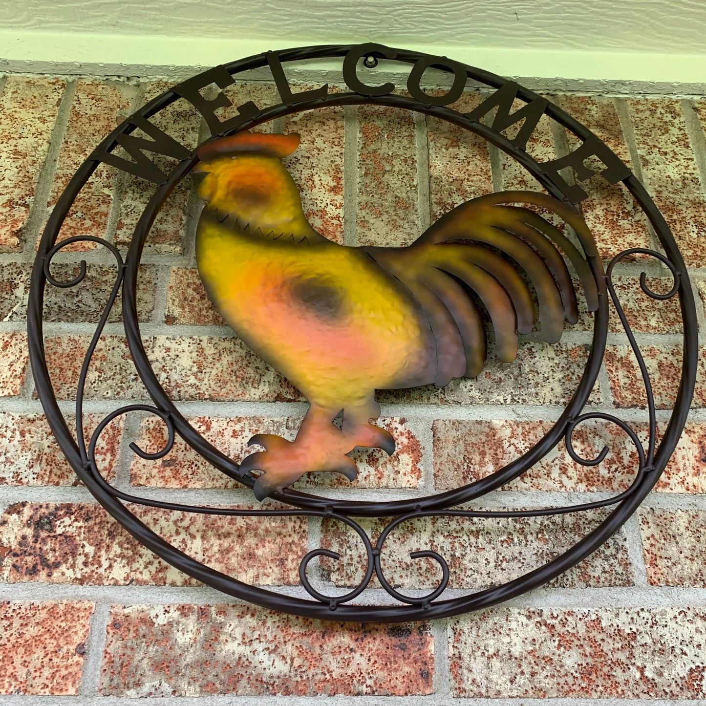 ROOSTER WELCOME 24" METAL SCROLL STYLE WESTERN HOME DECOR HANDMADE NEW-#EH10143