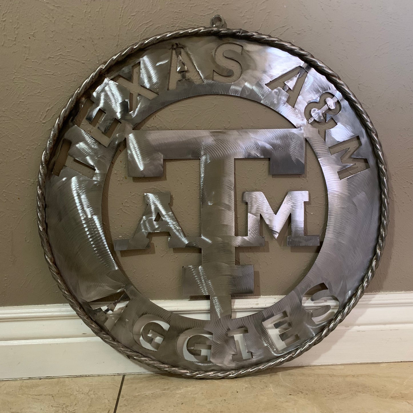 TEXAS A&M WIDE BAND RAW METAL CUSTOM VINTAGE CRAFT WALL ART TEAM SIGN HANDMADE