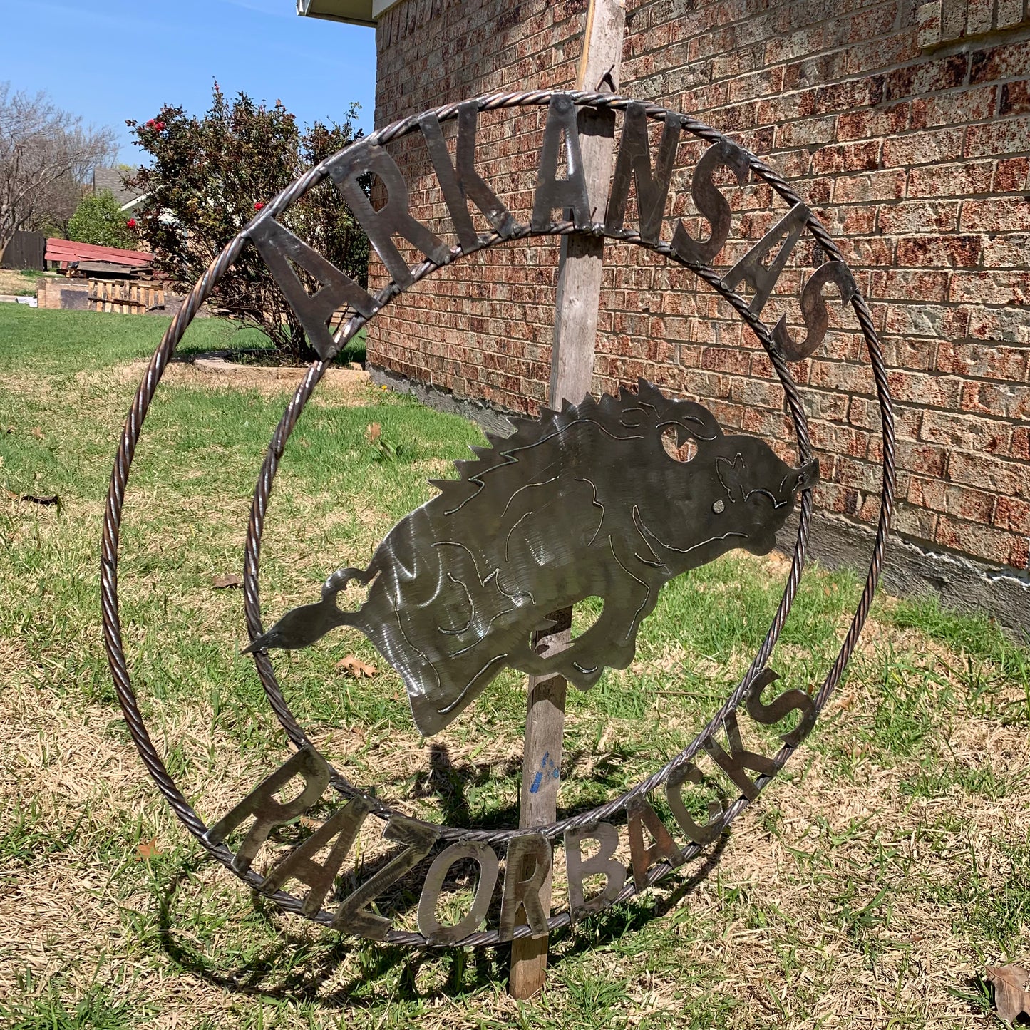ARKANSAS RAZORBACKS CUSTOM RAW METAL VINTAGE CRAFT TEAM SIGN OFFICIAL LICENSED PRODUCT