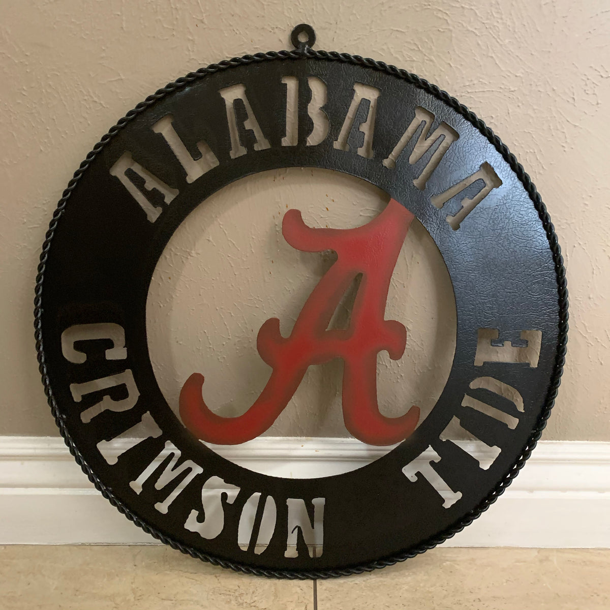 ALABAMA CRIMSON TIDE WIDE BAND RING CUSTOM METAL VINTAGE SIGN TEAM HANDMADE