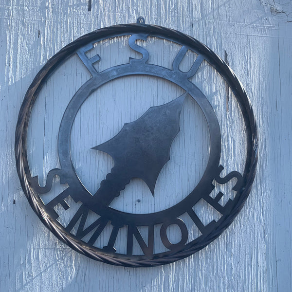 FSU SEMINOLES FLORIDA SPEAR CUSTOM RAW METAL VINTAGE CRAFT TEAM SIGN HANDMADE