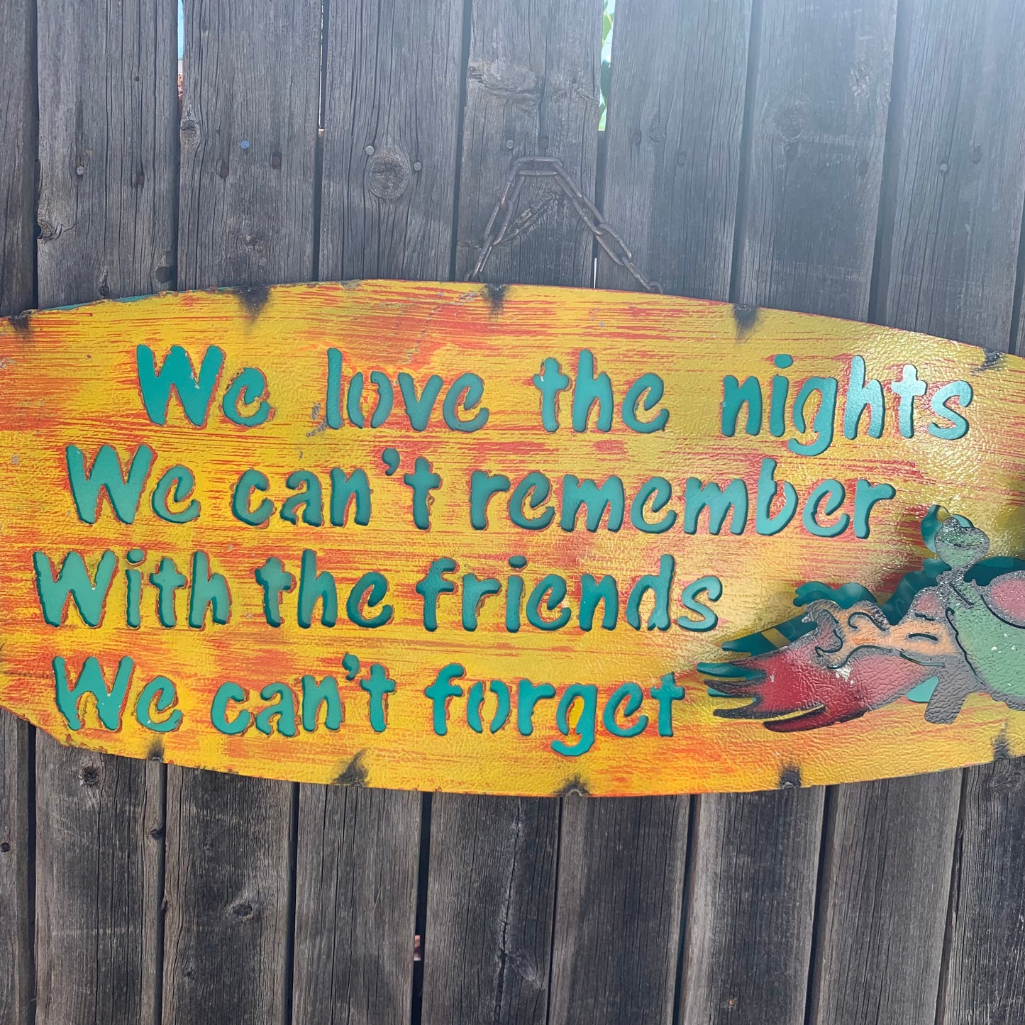 37"x 13" FRIENDS METAL OVAL DISC SIGN WALL ART WESTERN HOME DECOR BRAND NEW