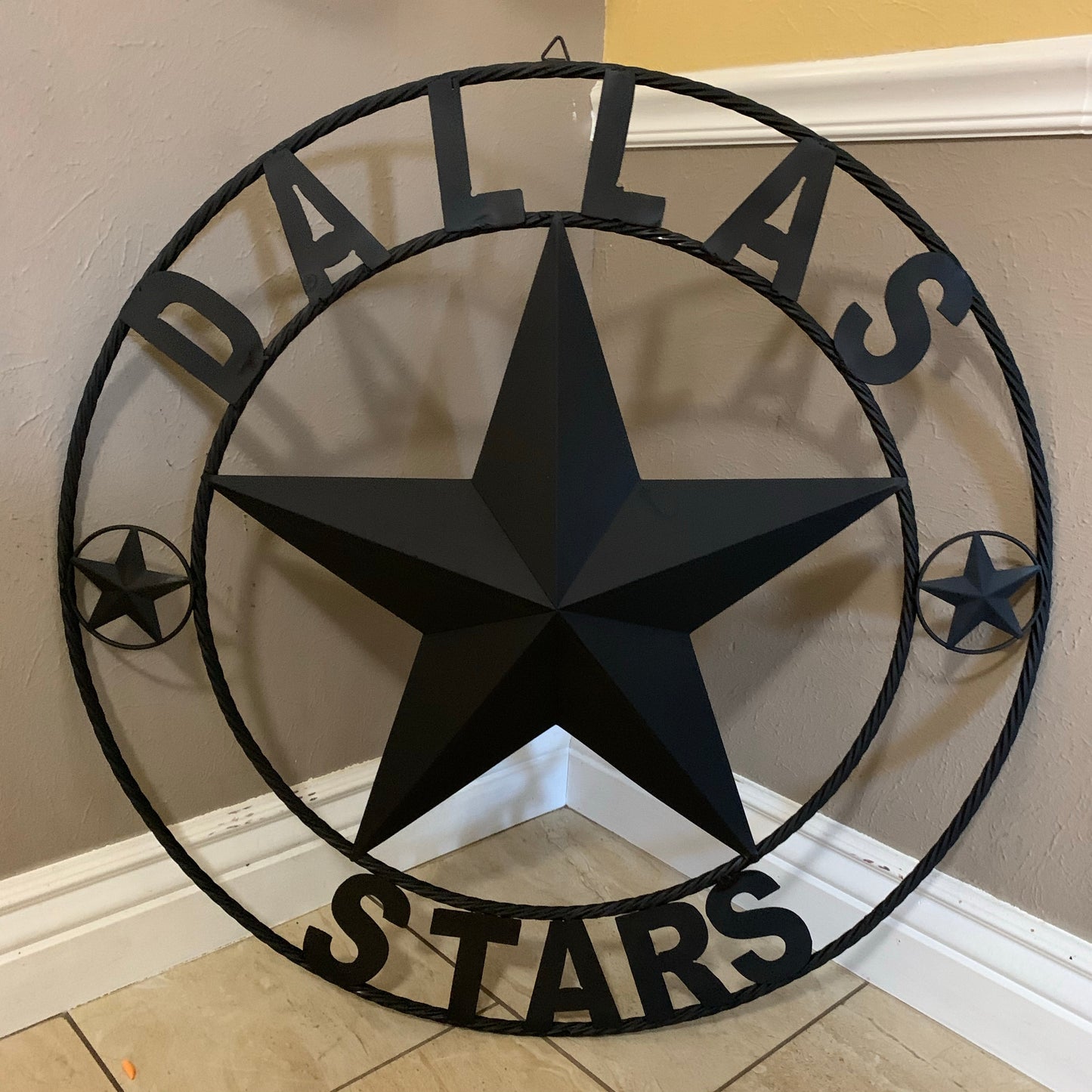 DALLAS STARS RUSTIC BLACK LONE STAR METAL HOCKEY TEAM WESTERN HOME DECOR CRAFT