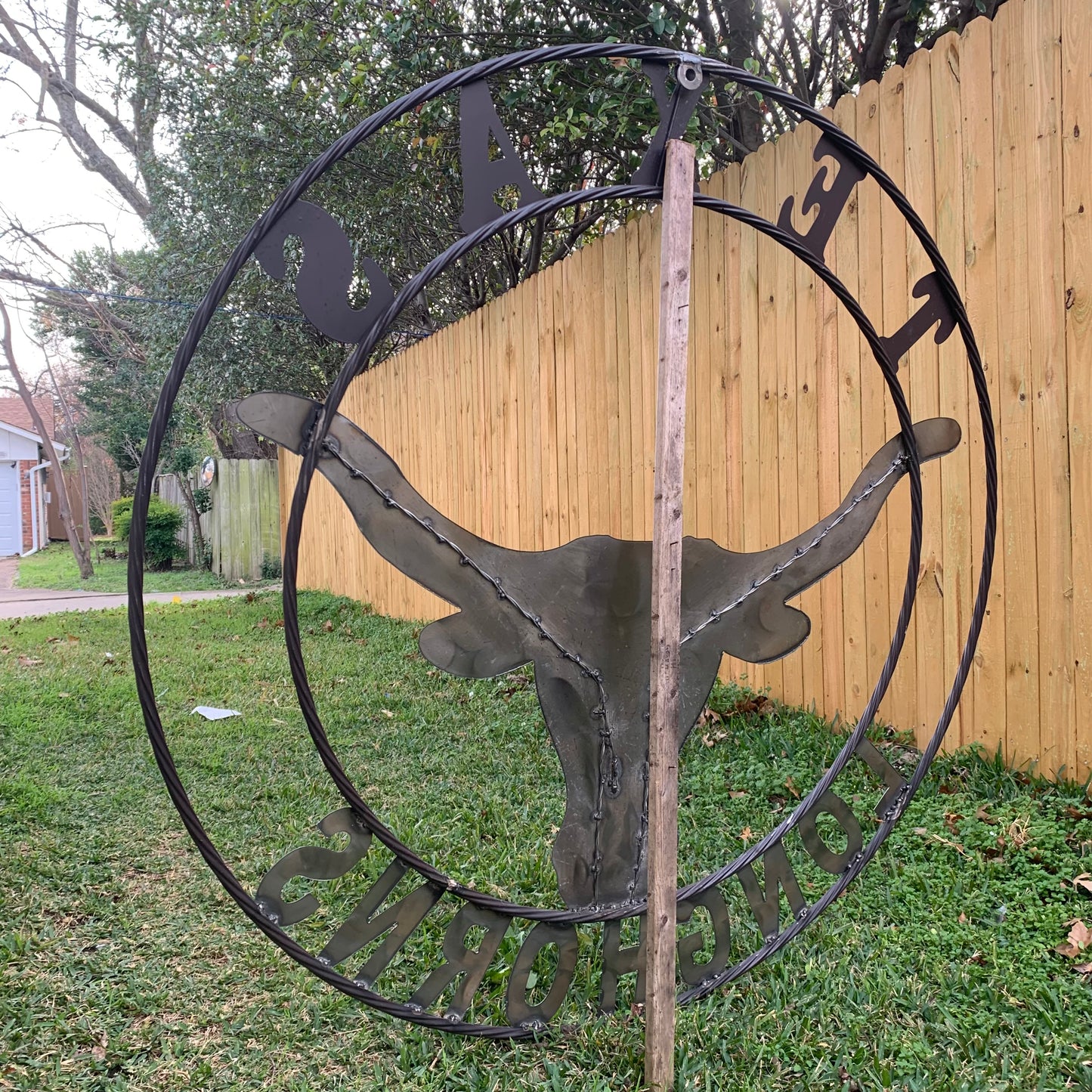 50" TEXAS LONGHORNS LARGE CUSTOM RAW METAL VINTAGE CRAFT SIGN TEAM ART UNPAINTED WESTERN HOME DECOR HANDMADE STEEL #EH12570