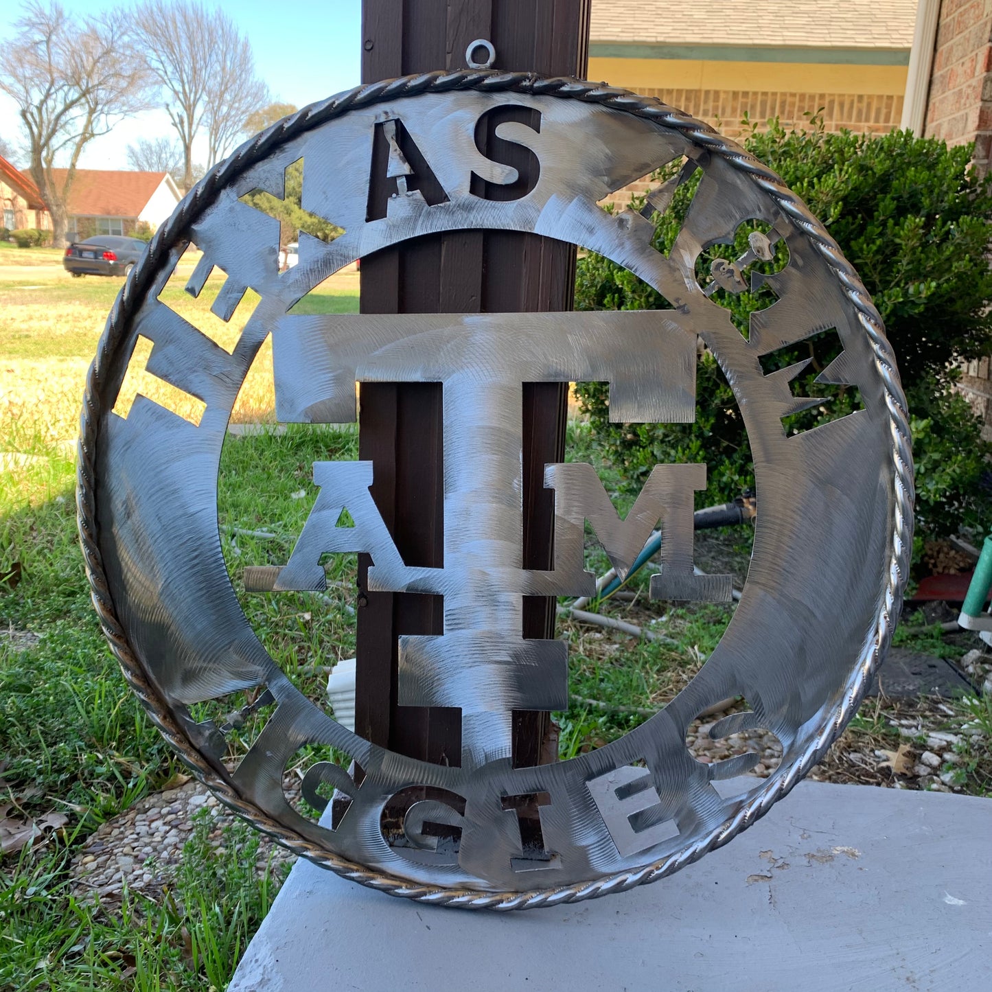 TEXAS A&M WIDE BAND RAW METAL CUSTOM VINTAGE CRAFT WALL ART TEAM SIGN HANDMADE