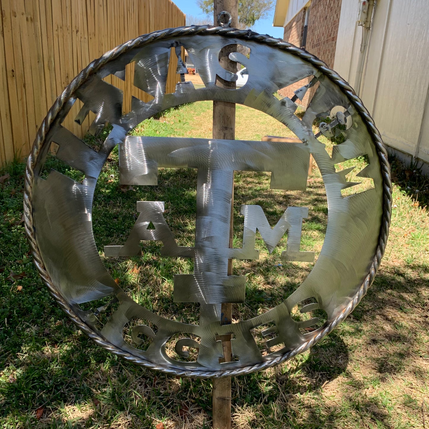 TEXAS A&M WIDE BAND RAW METAL CUSTOM VINTAGE CRAFT WALL ART TEAM SIGN HANDMADE