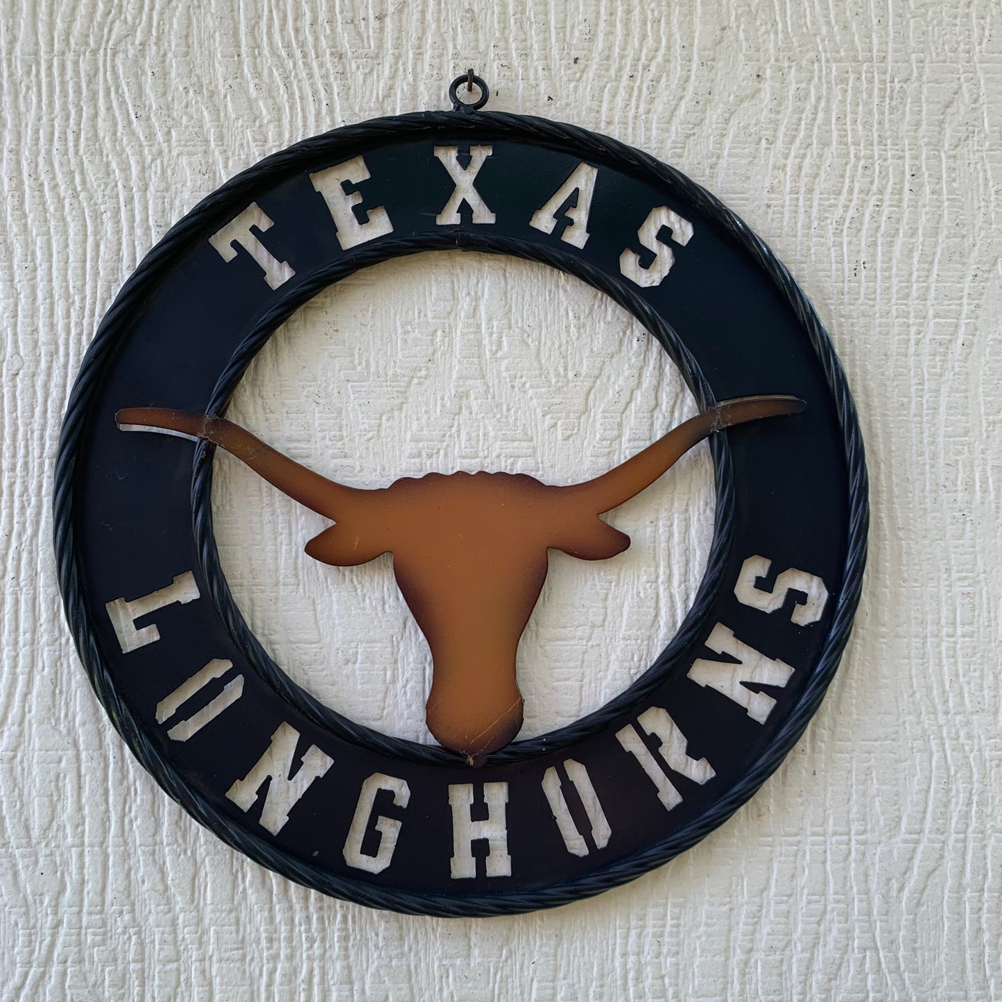 TEXAS LONGHORNS WIDE BAND RING METAL CUSTOM VINTAGE CRAFT WALL ART TEAM SIGN HANDMADE