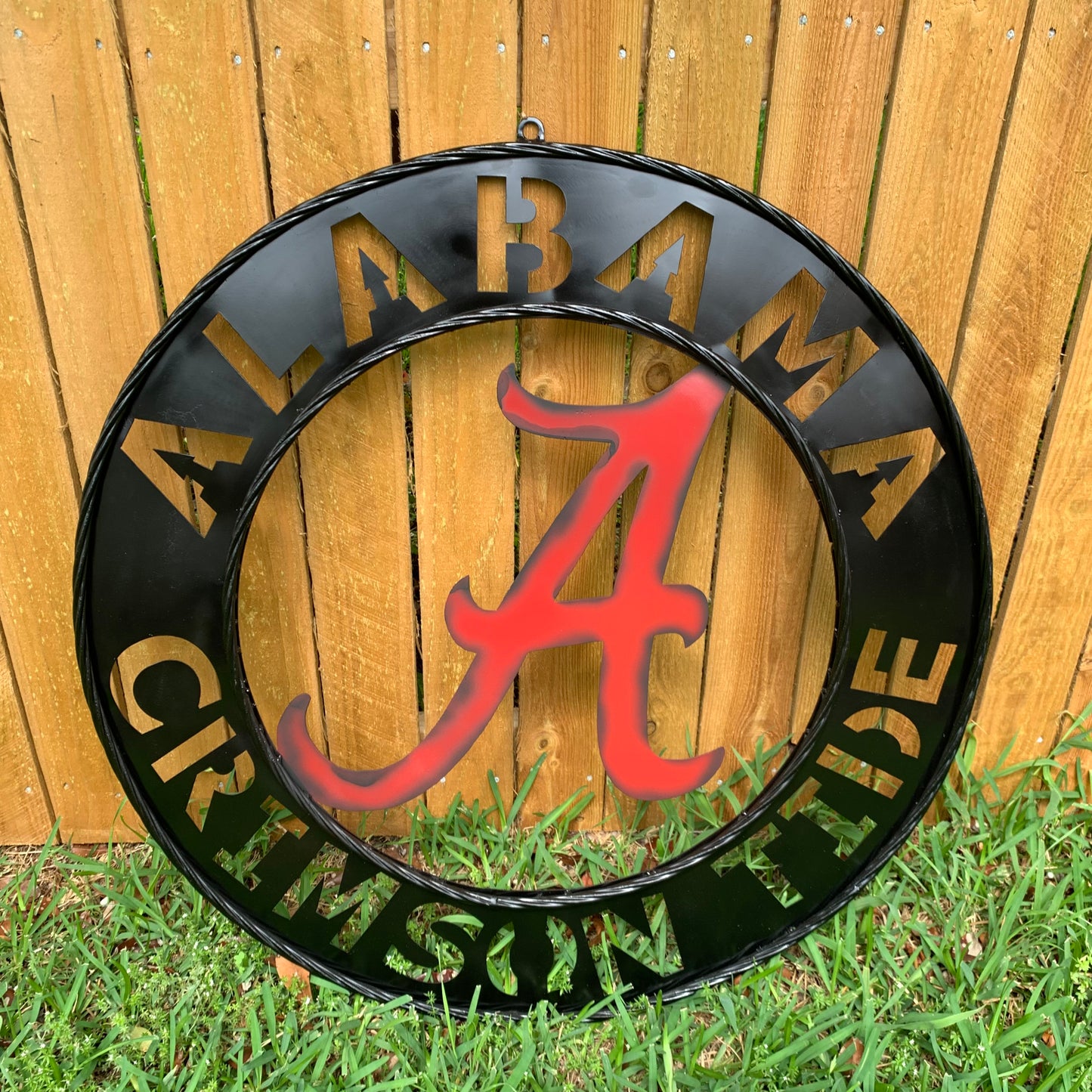 ALABAMA CRIMSON TIDE WIDE BAND RING CUSTOM METAL VINTAGE SIGN TEAM SPORTS HANDMADE