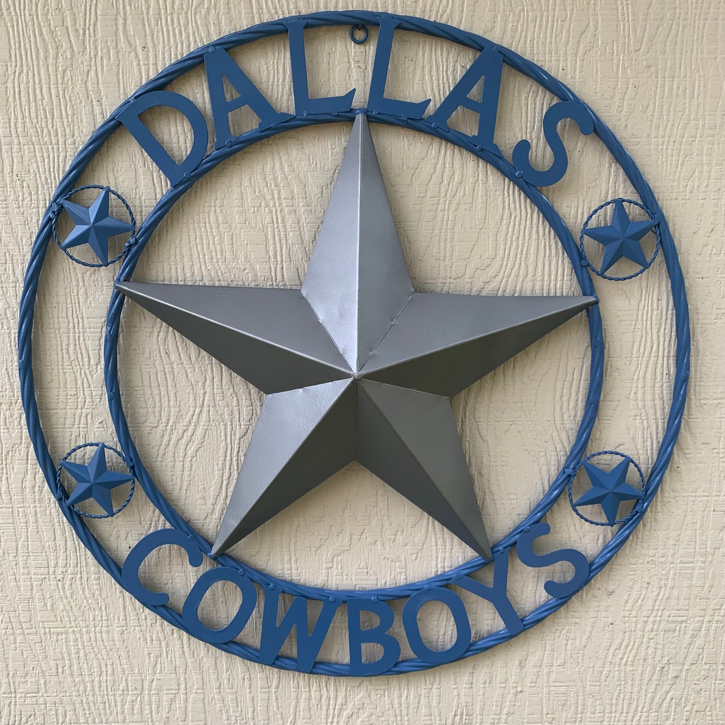 DALLAS COWBOYS LIGHT BLUE & SILVER DECOR METAL ART WESTERN HOME WALL DECOR SIZE:24",32",36",40",42",44",46",50"