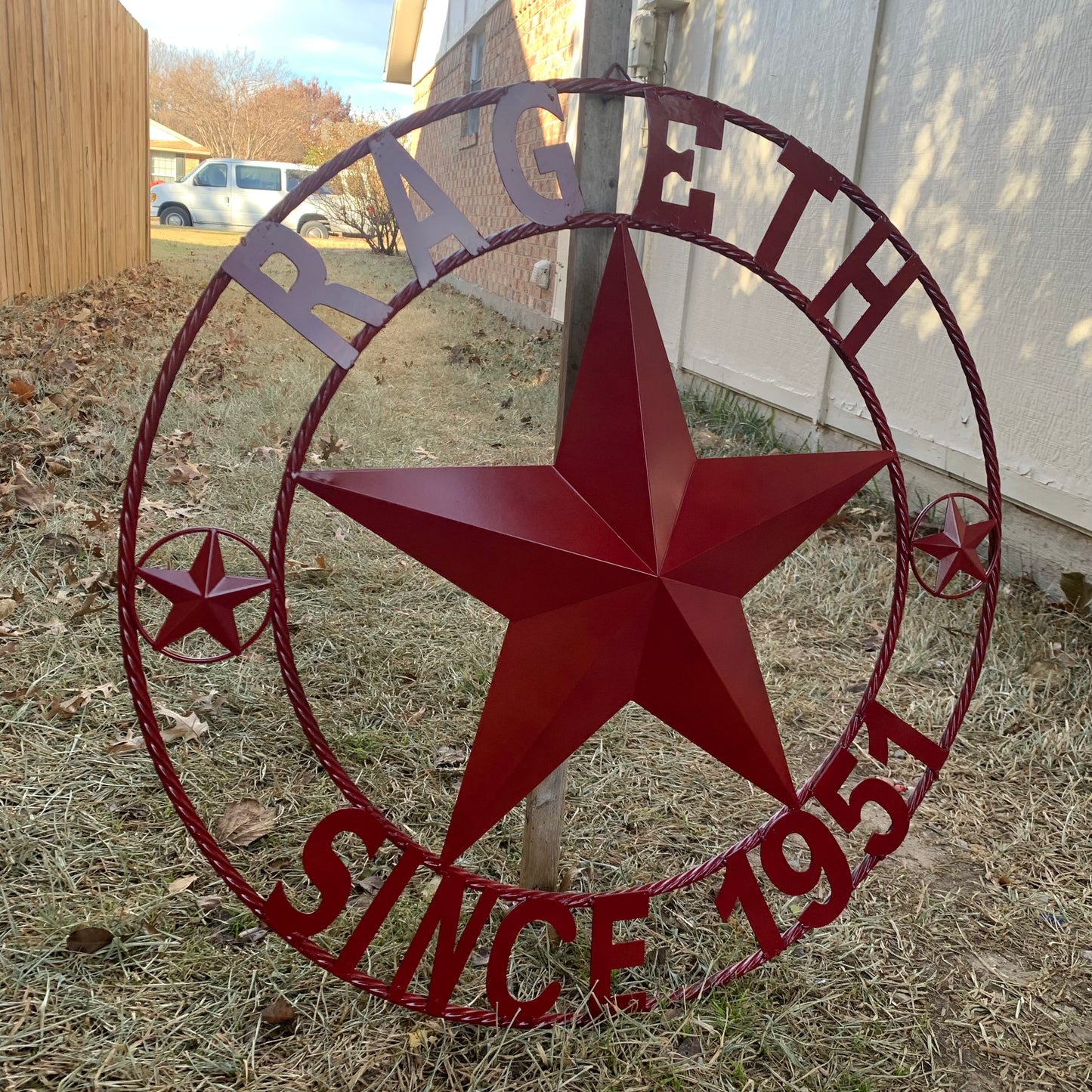 RAGETH STYLE YOUR CUSTOM STAR METAL NAME RUSTIC BURGUNDY RED PHILLIPS CUSTOM 3d STAR METAL NAME BARN STAR TWISTED ROPE RING DESIGN METAL WALL ART HOME DECOR ANY SIZE