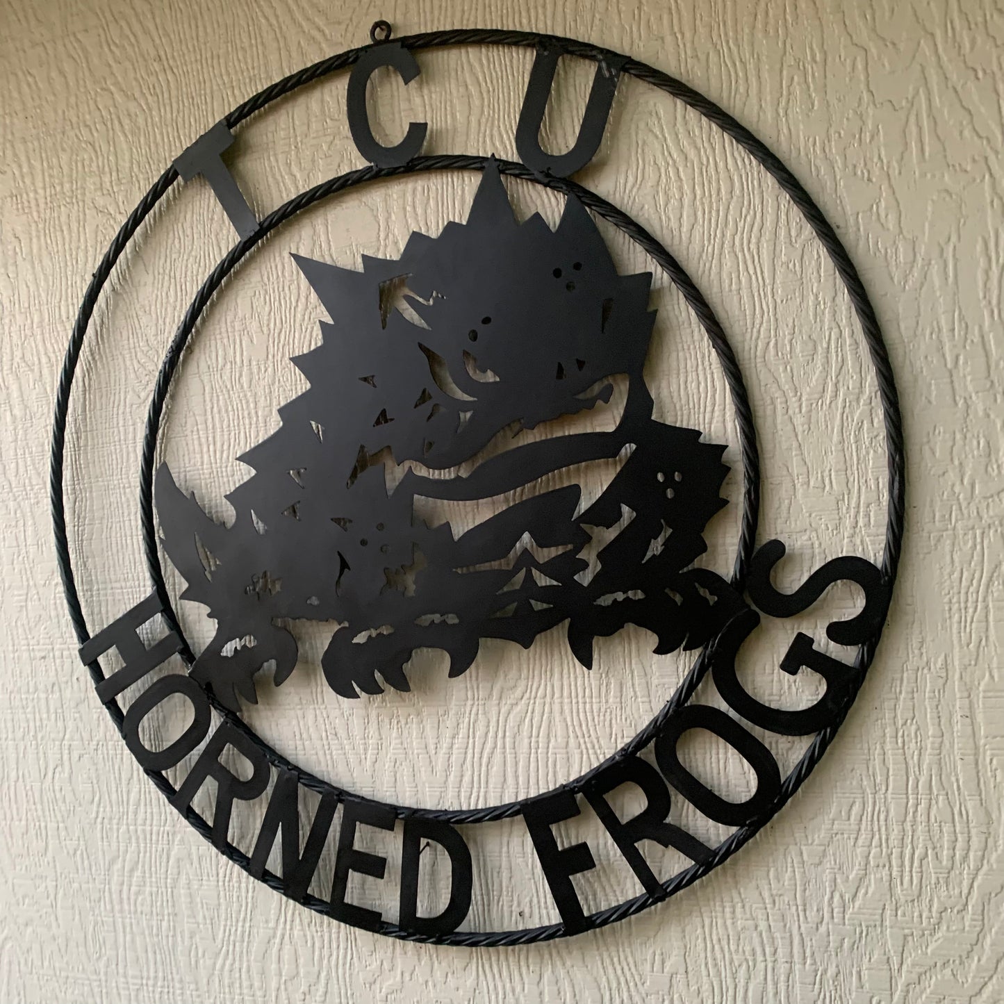 TCU HORNED FROGS BLACK CUSTOM METAL VINTAGE CRAFT TEAM SIGN HANDMADE
