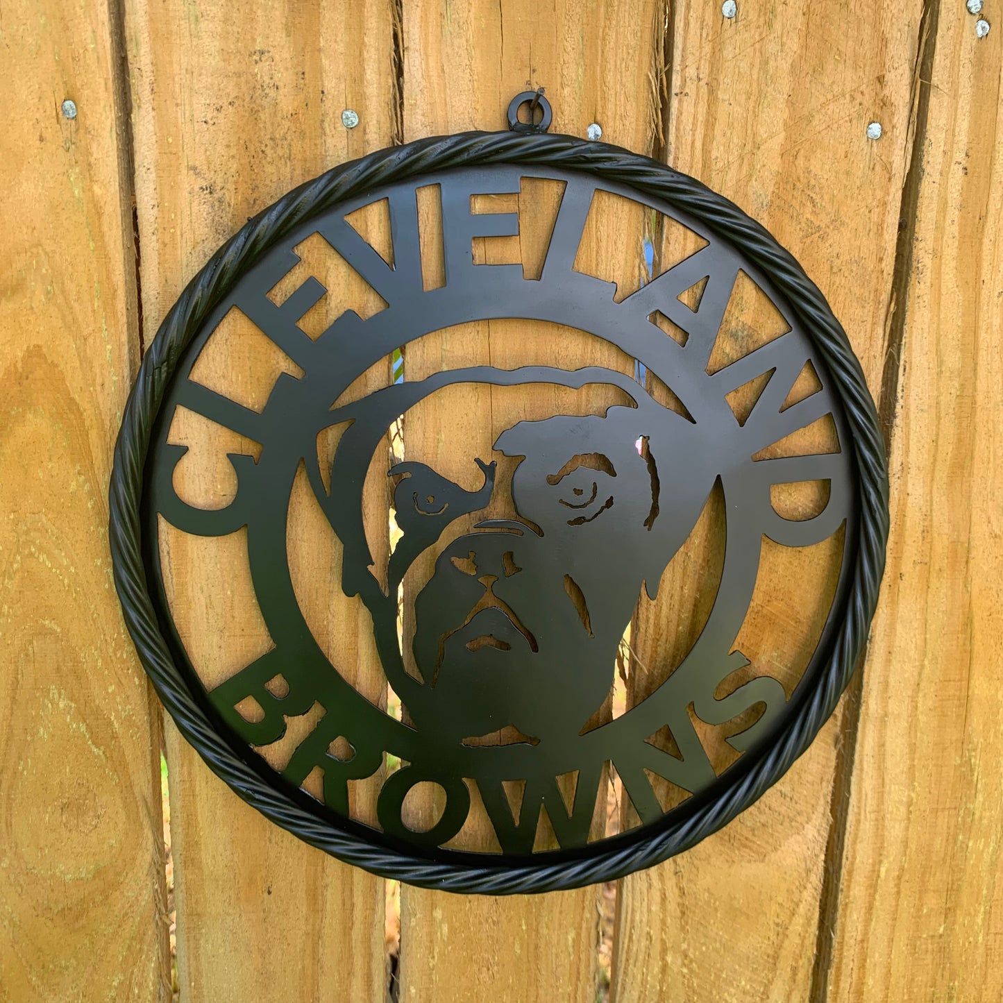 CLEVELAND BROWNS METAL CUSTOM VINTAGE CRAFT ART HANDMADE RUSTIC BLACK