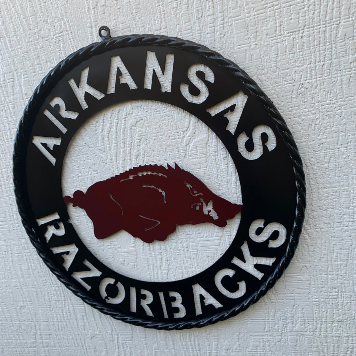 12", 18", 24", 32" ARKANSAS RAZORBACKS CUSTOM METAL VINTAGE CRAFT WIDE BAND RING TEAM SIGN HANDMADE