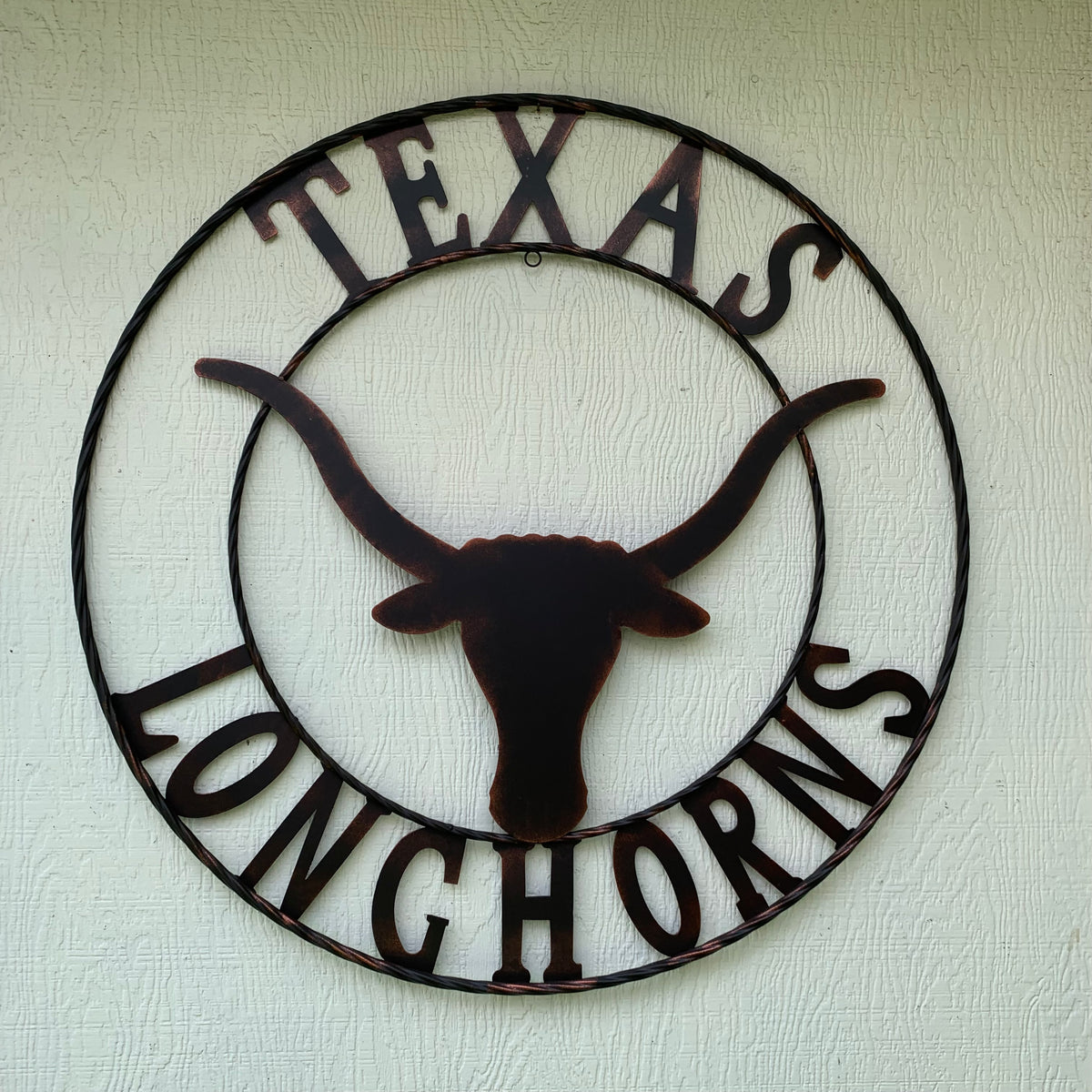 TEXAS LONGHORNS CUSTOM METAL VINTAGE CRAFT SIGN TEAM ART WESTERN HOME DECOR RUSTIC BRONZE HANDMADE #EH12565