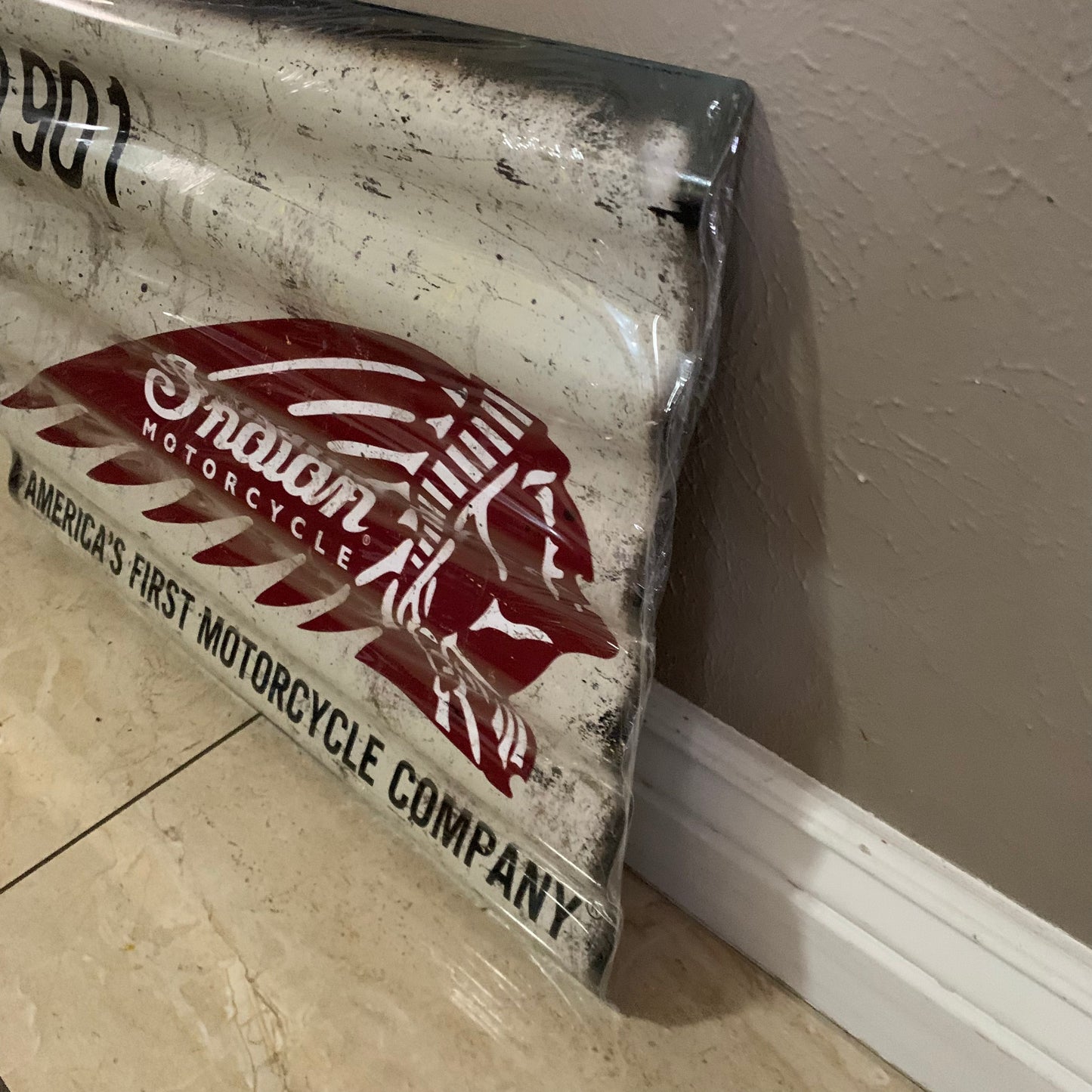 INDIAN MOTORCYCLES TIN METAL SIGN 24"X18" CORRUGATED WESTERN HOME DECOR ITEM#COIND