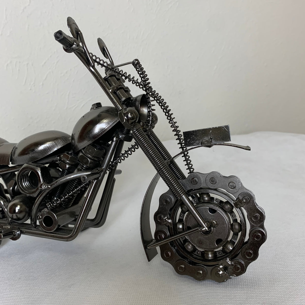 12" HARLEY STYLE MOTORCYCLE GUN METAL WESTERN HOME BAR DECOR NEW