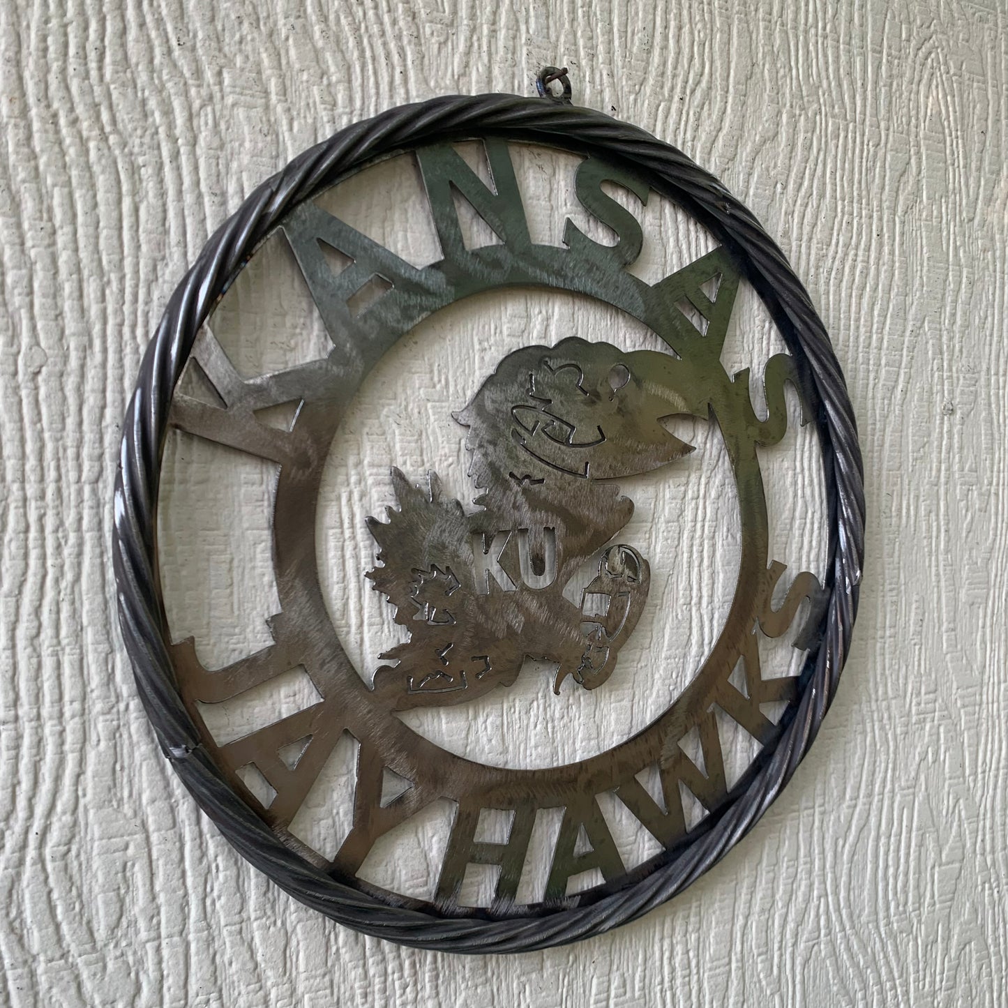 KANSAS JAYHAWKS RAW METAL CUSTOM VINTAGE CRAFT WALL ART TEAM SIGN HANDMADE