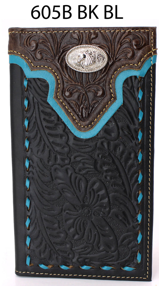 MEN'S GENUINE LEATHER CHECKBOOK WALLET WESTERN NEW