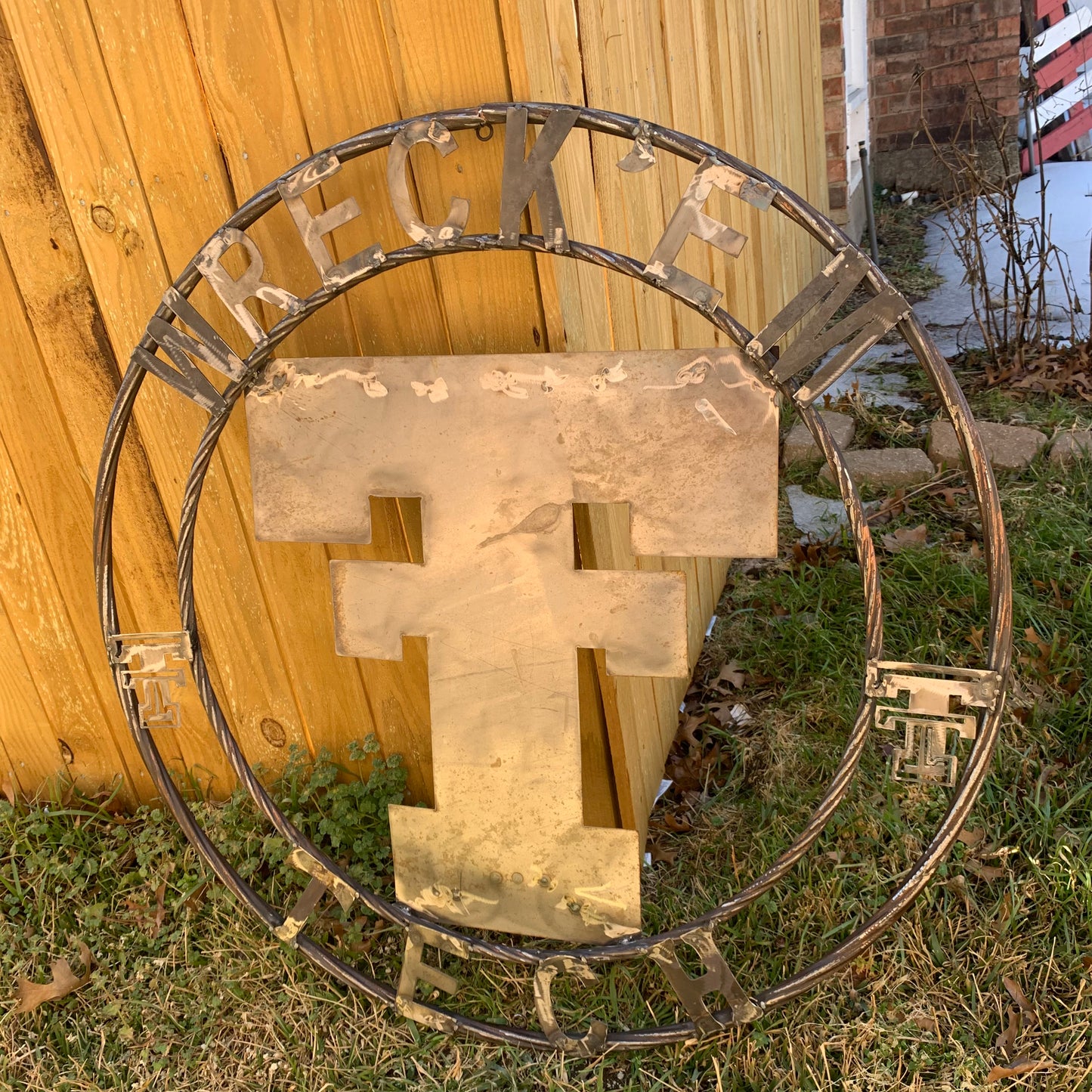 12",18",24",32",36" WRECKEM TEXAS TECH RAW METAL CUSTOM VINTAGE CRAFT METAL TEAM SIGN HANDMADE