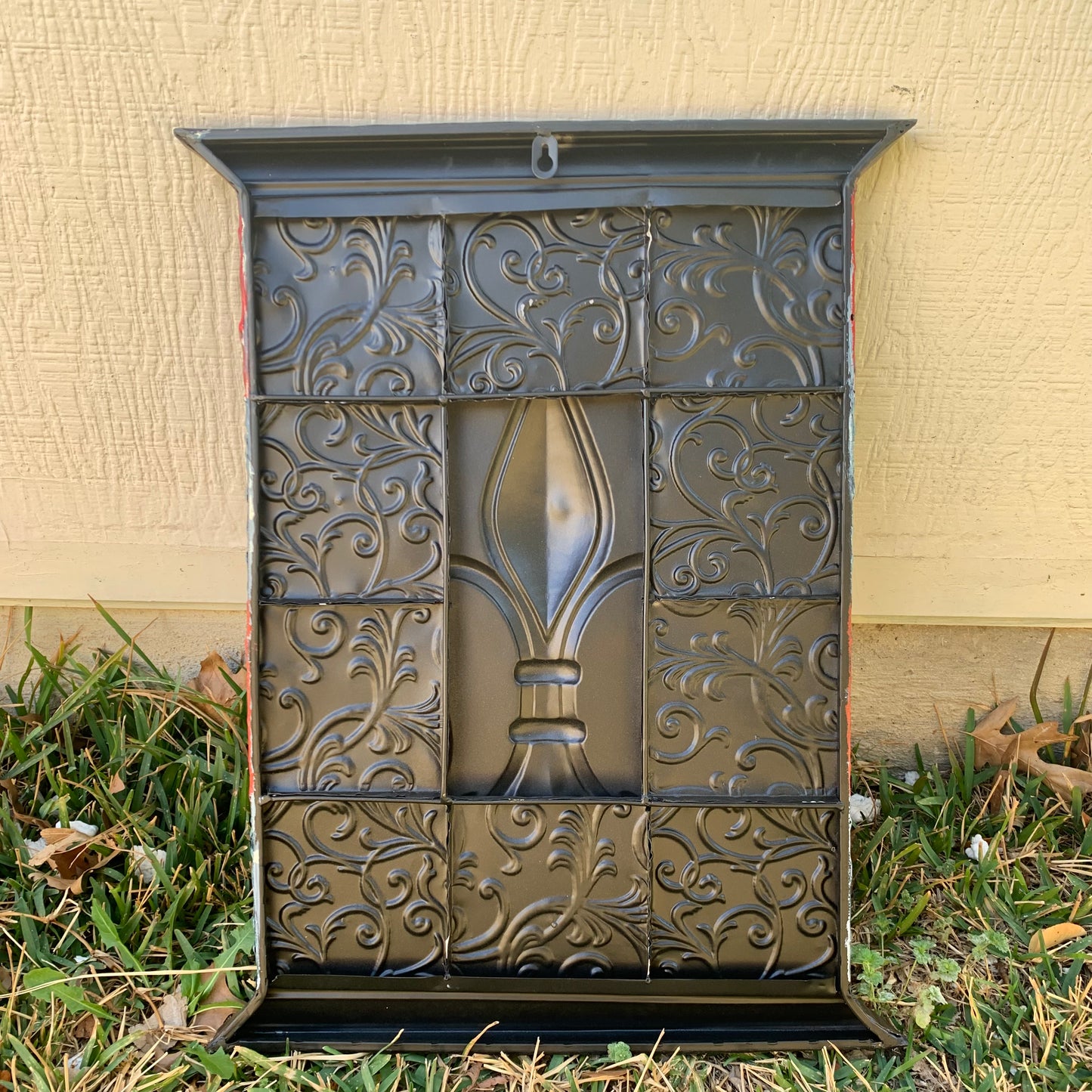 RA7868 FLEUR DE LIS SQUARE WALL DECOR WESTERN HOME DECOR 24" X 16" HANDMADE NEW