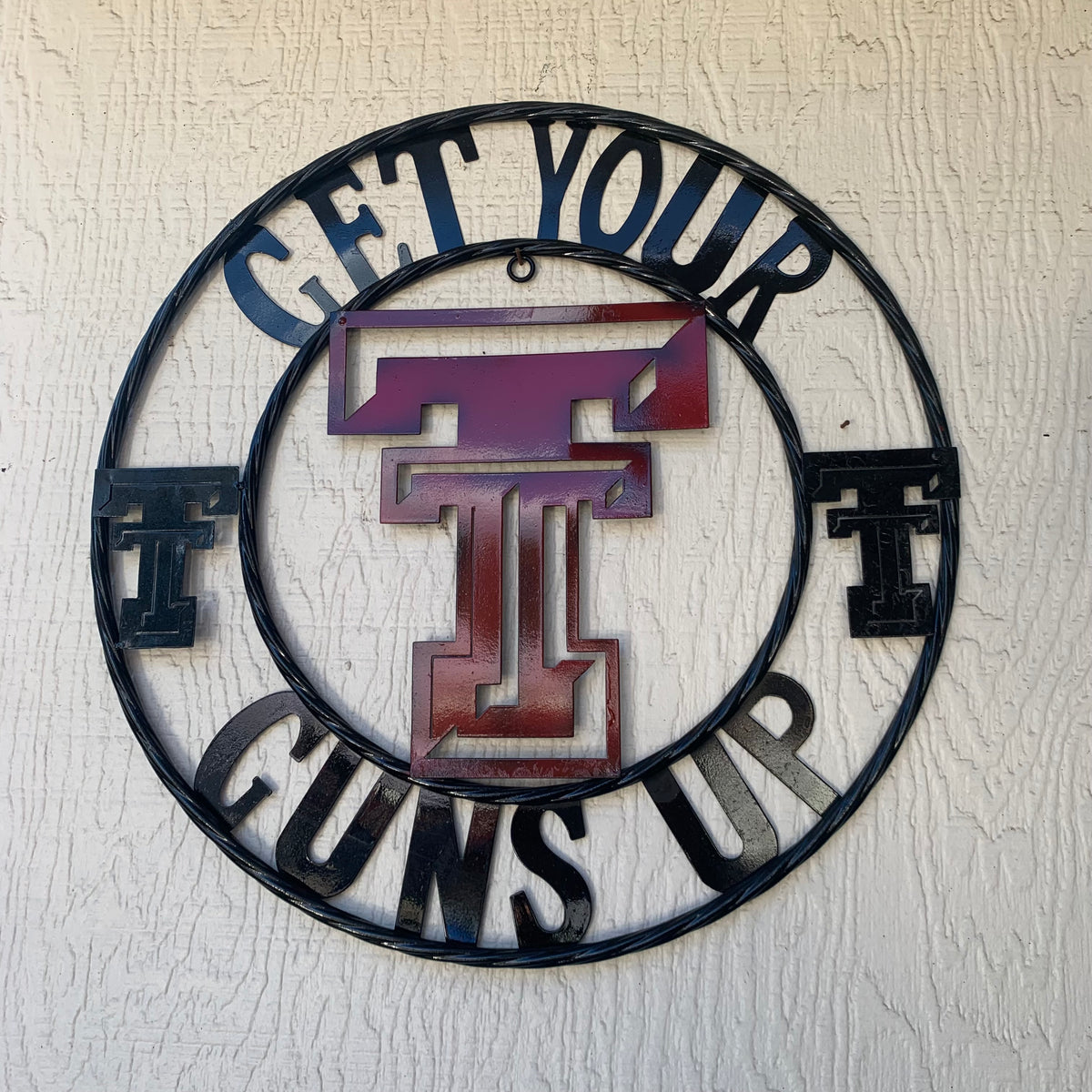 12", 18", 24", 32" GET YOUR GUNS UP TEXAS TECH CUSTOM METAL VINTAGE CRAFT TEAM SIGN