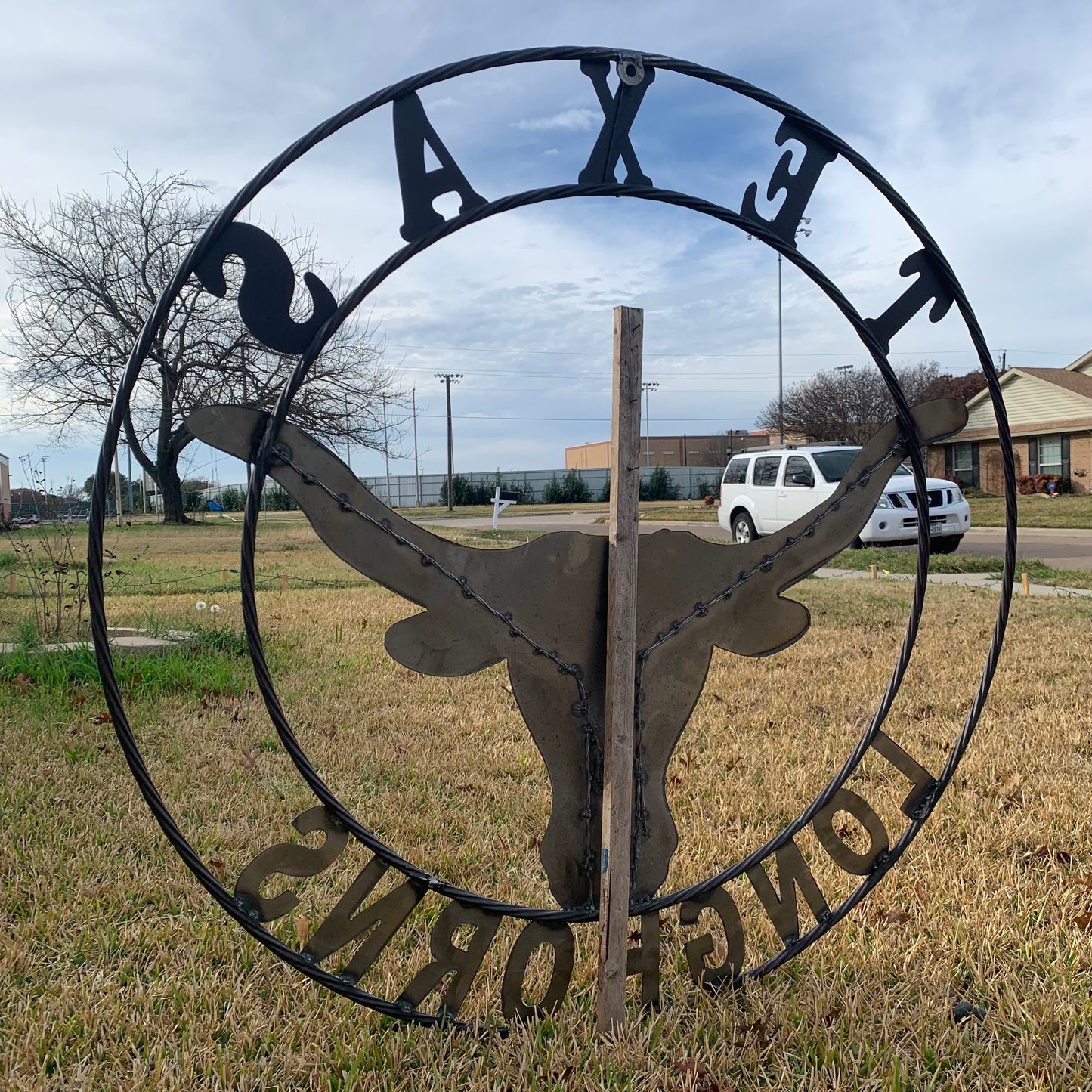 50" TEXAS LONGHORNS LARGE CUSTOM RAW METAL VINTAGE CRAFT SIGN TEAM ART UNPAINTED WESTERN HOME DECOR HANDMADE STEEL #EH12570