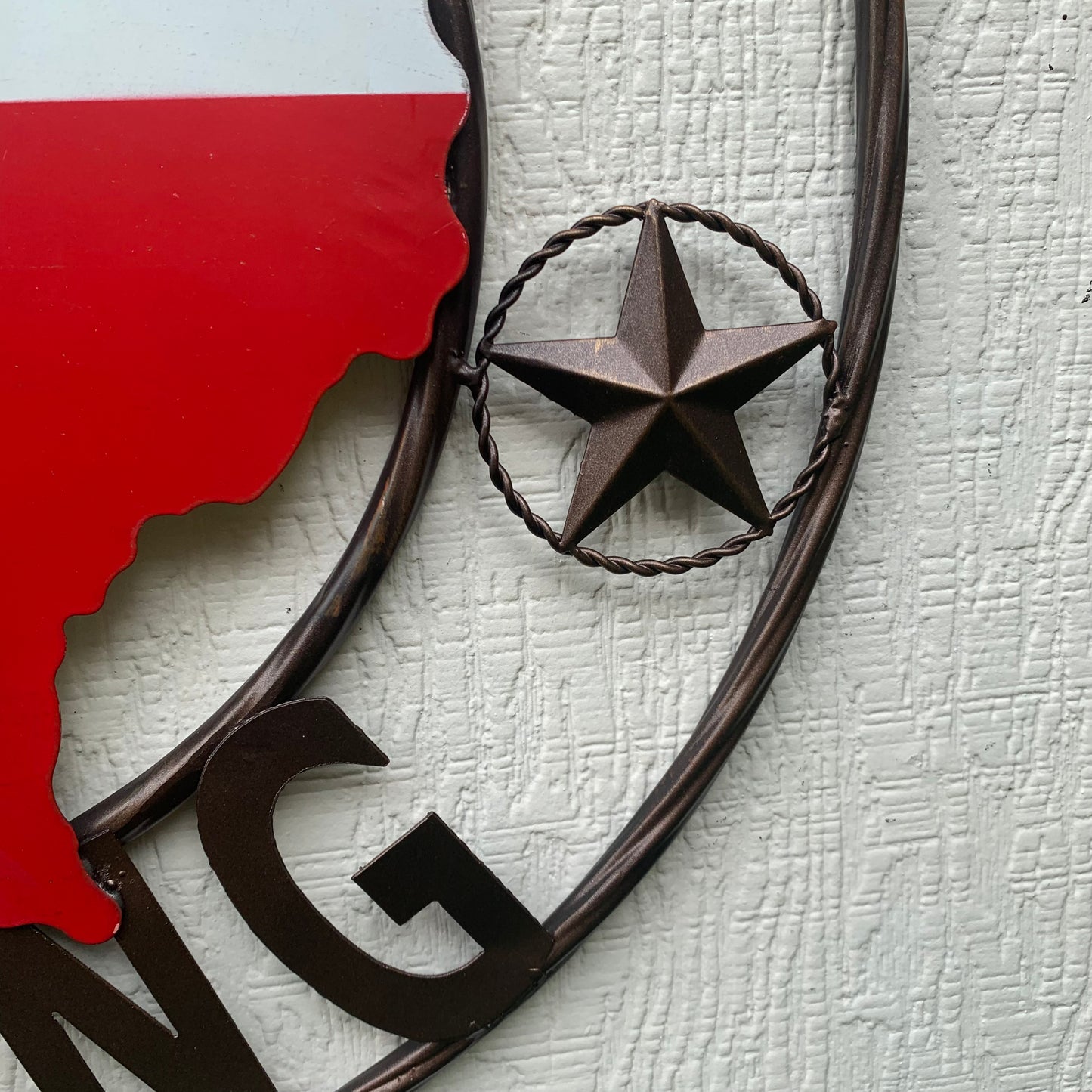 TEXAS STRONG BARN METAL WALL ART SIGN WESTERN HOME DECOR RED WHITE BLUE HANDMADE #EH13213