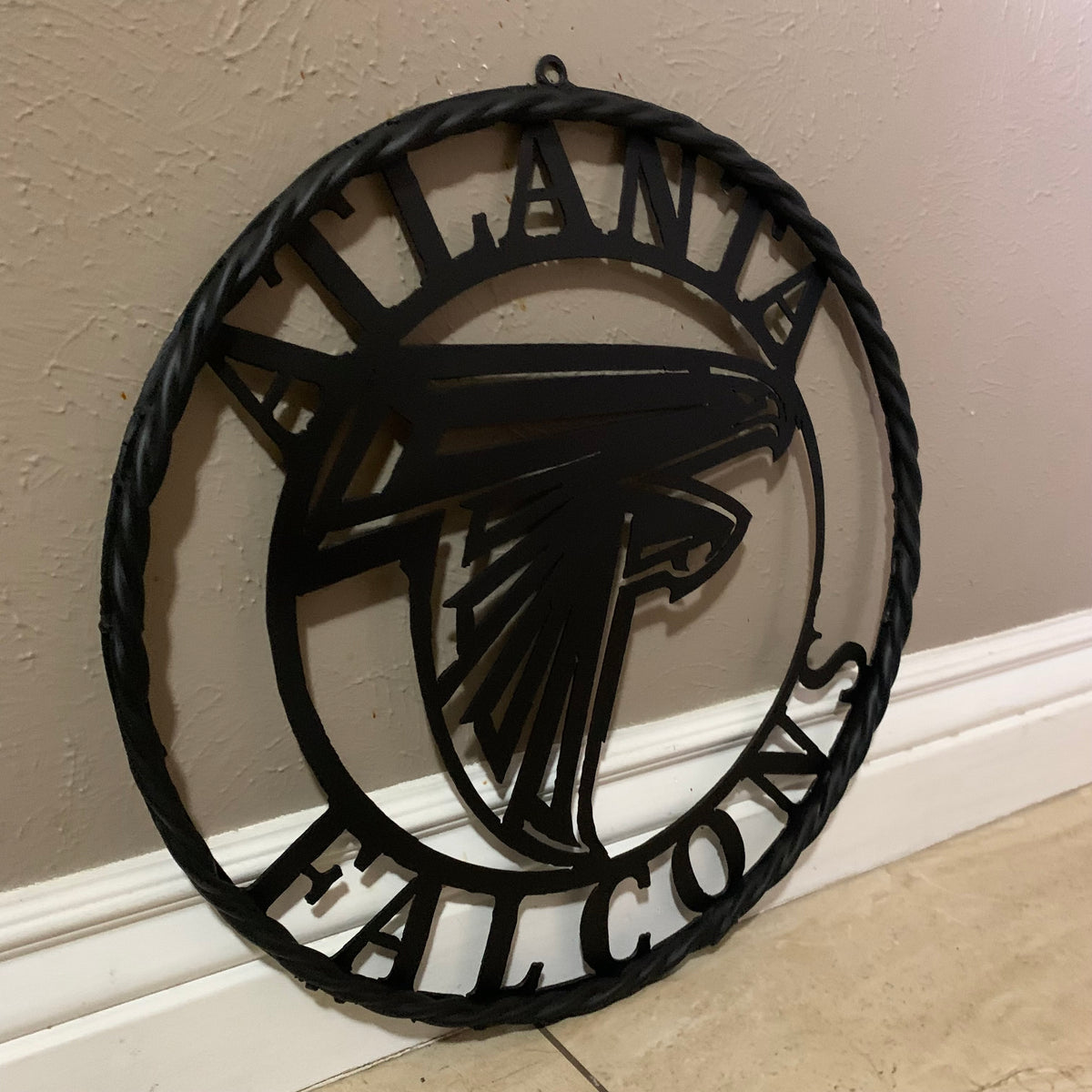 12",18",24",32",36" ATLANTA FALCONS BLACK METAL CUSTOM METAL VINTAGE CRAFT SIGN FOOTBALL TEAM WESTERN HOME DECOR HANDMADE