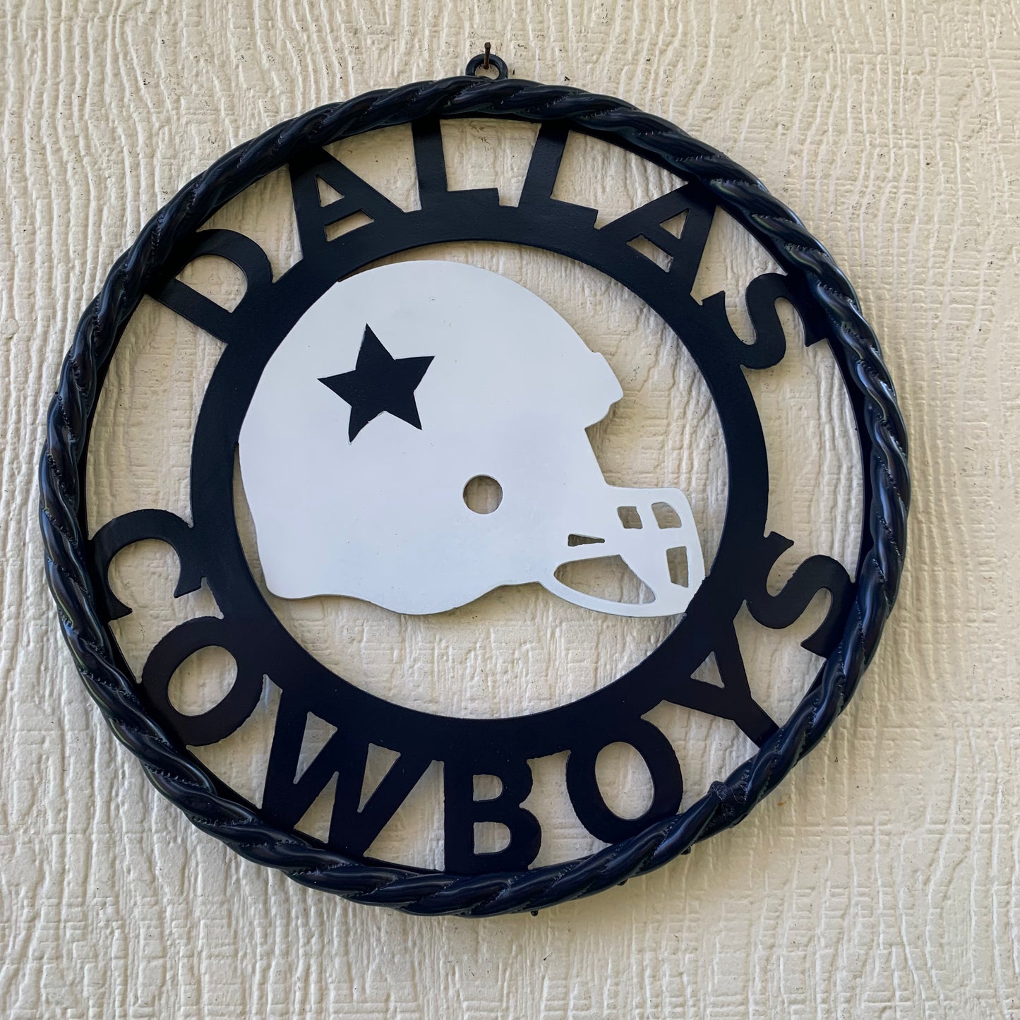 12", 18", 24", 32" DALLAS COWBOYS HELMET SIGN NAVY BLUE & WHITE METAL CUSTOM VINTAGE CRAFT WALL ART TEAM SIGN HANDMADE