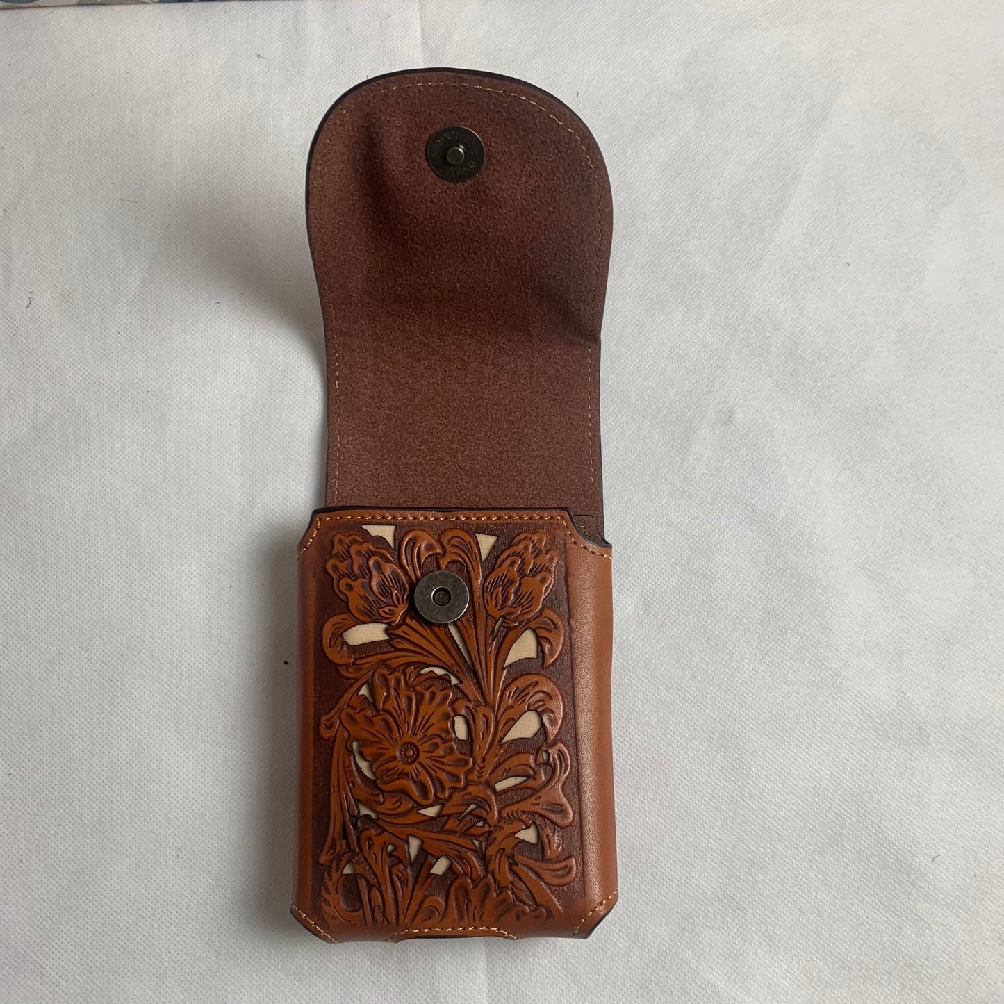 7.5" RODEO BULL RIDER TAN BEIGE LEATHER POUCH EXTRA LARGE  BELT LOOP HOLSTER CELL PHONE CASE UNIVERSAL OVERSIZE HANDMADE #EH12963