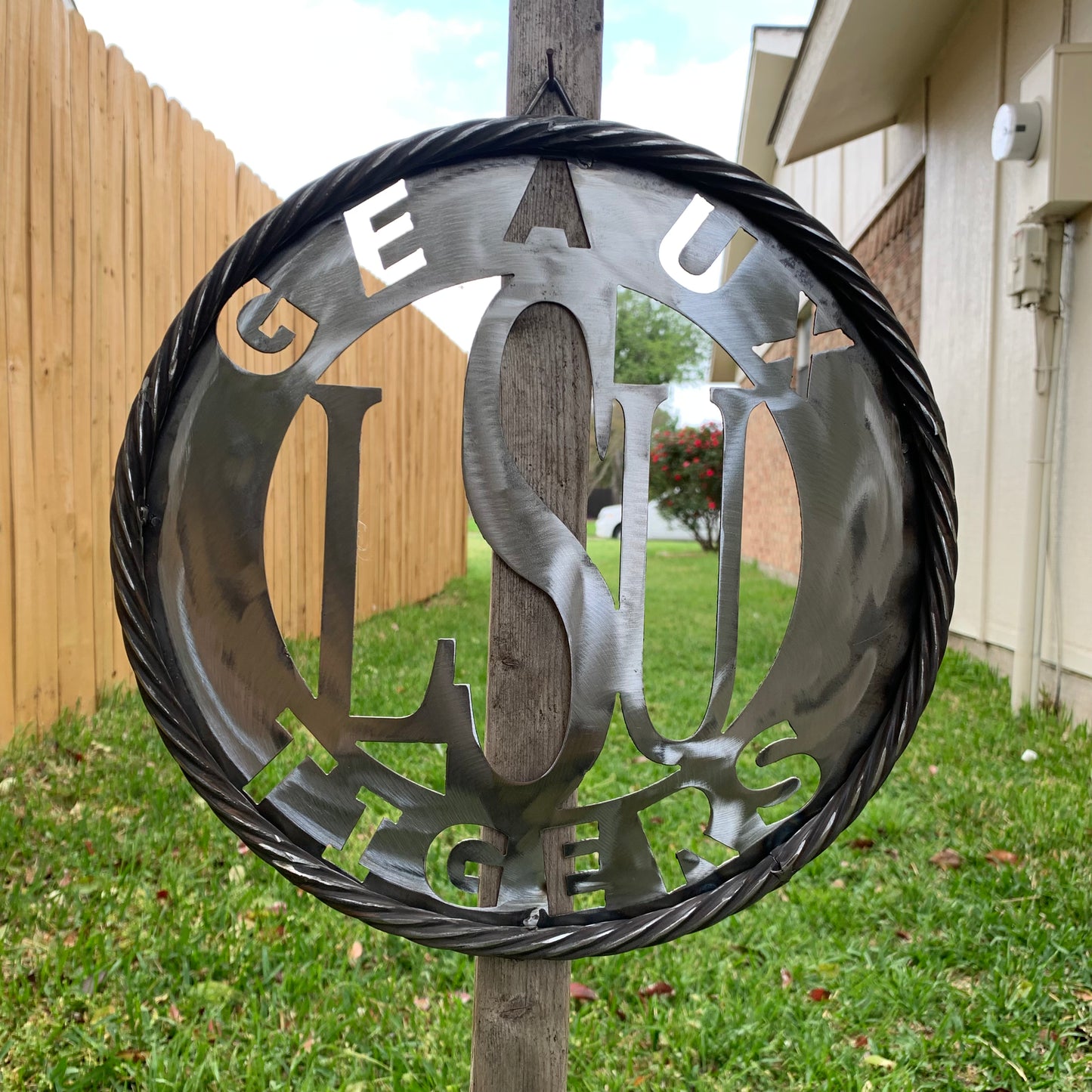 12",18",24",32" LSU GEAUX TIGERS CUSTOM RAW METAL VINTAGE CRAFT TEAM SIGN WESTERN HOME DECOR HANDMADE