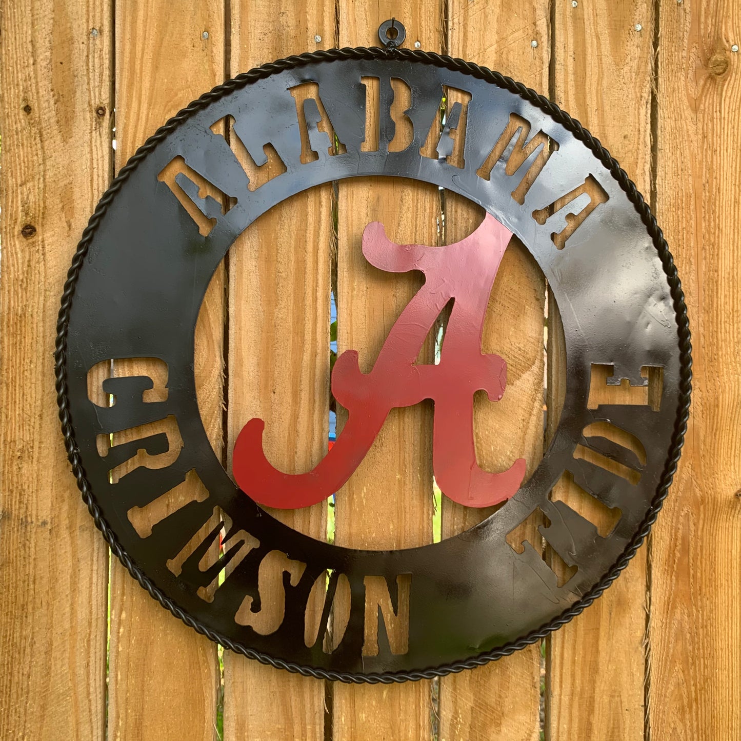 ALABAMA CRIMSON TIDE WIDE BAND RING CUSTOM METAL VINTAGE SIGN TEAM HANDMADE