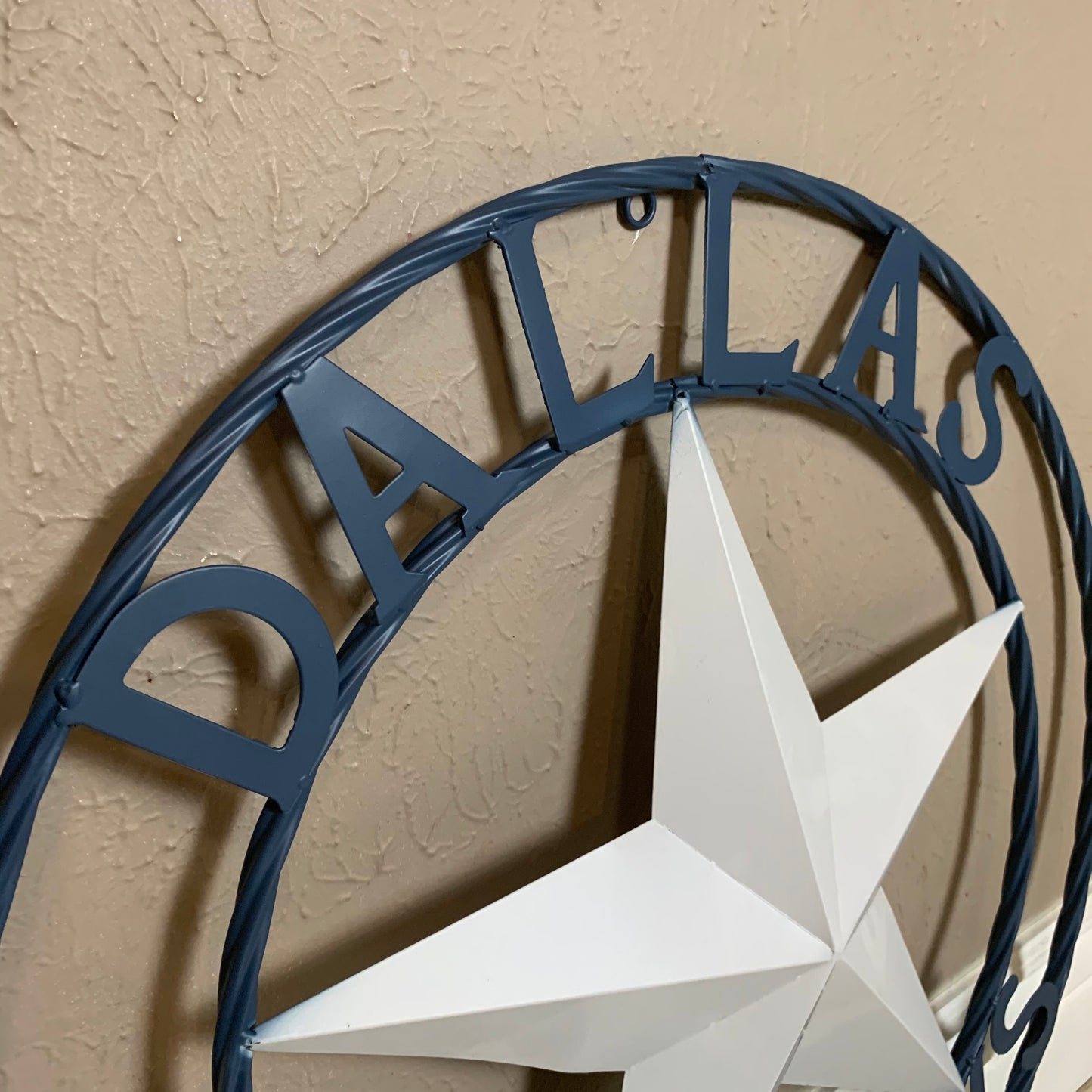 DALLAS COWBOYS STAR METAL BARN LONE STAR WESTERN HOME DECOR BLUE & WHITE STAR, SIZE:24",32",36",40",42",44",46",50"