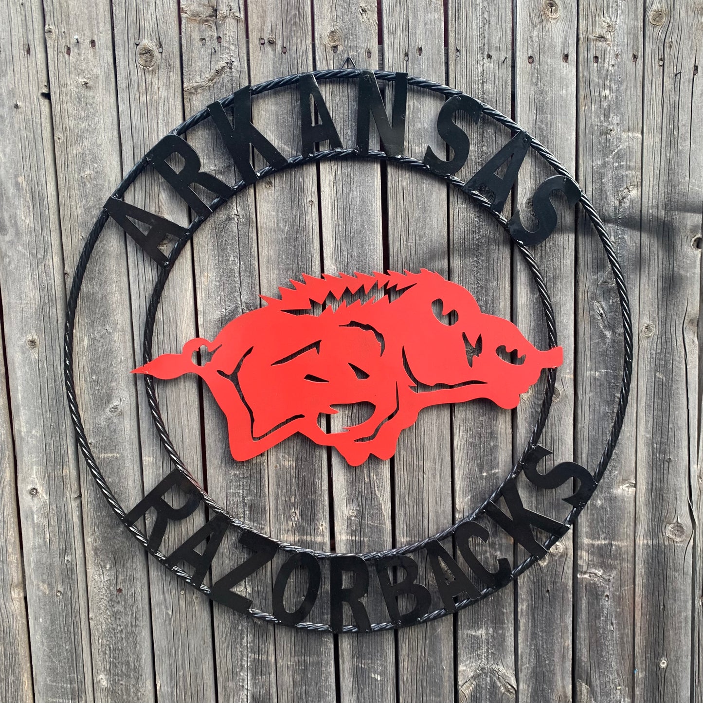 ARKANSAS RAZORBACKS CUSTOM METAL VINTAGE CRAFT SIGN TEAM WALL ART WESTERN HOME DECOR HANDAMADE
